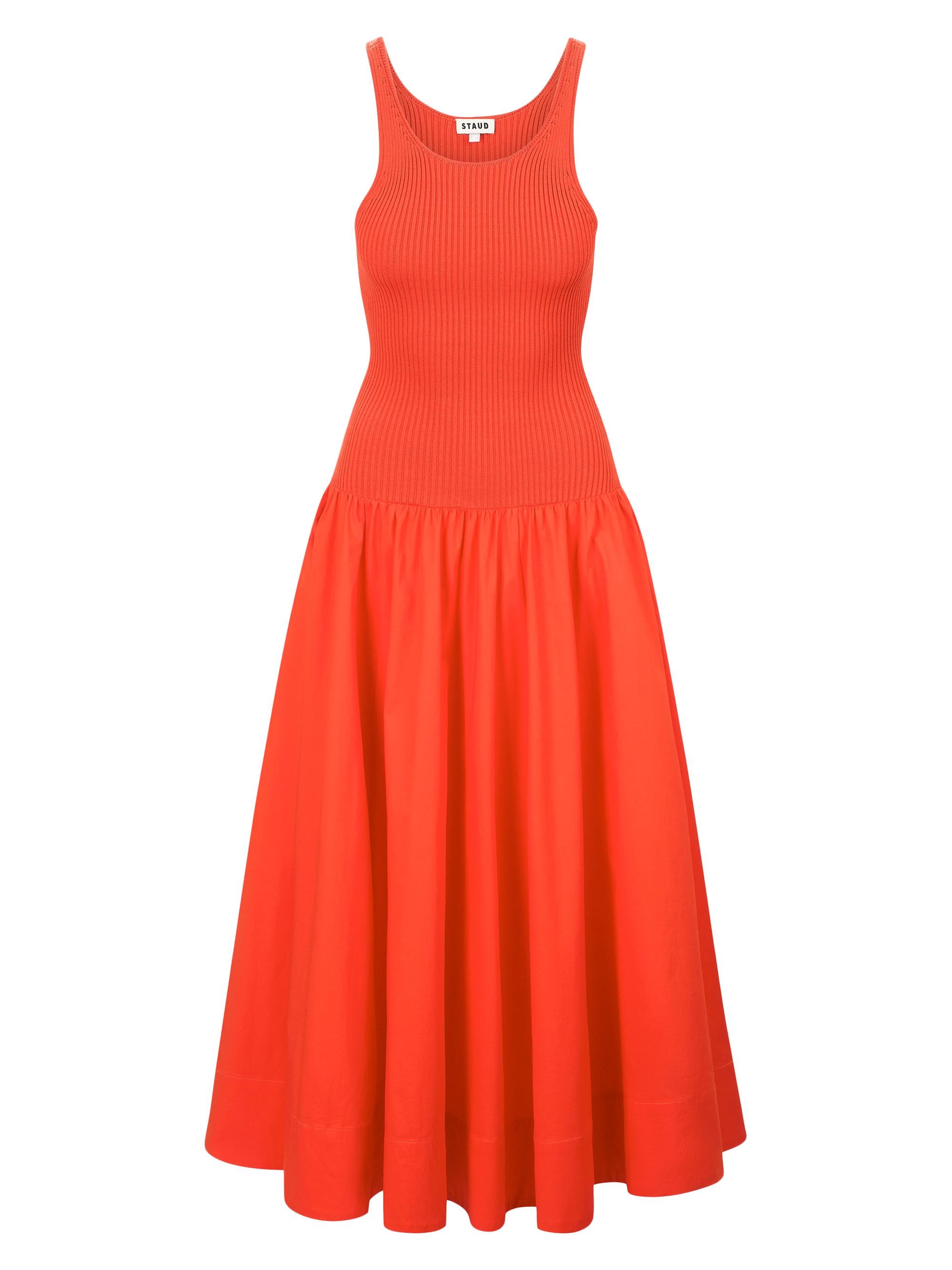 Staud Women's Yamila Drop-Waist Midi-Dress - Cayenne
