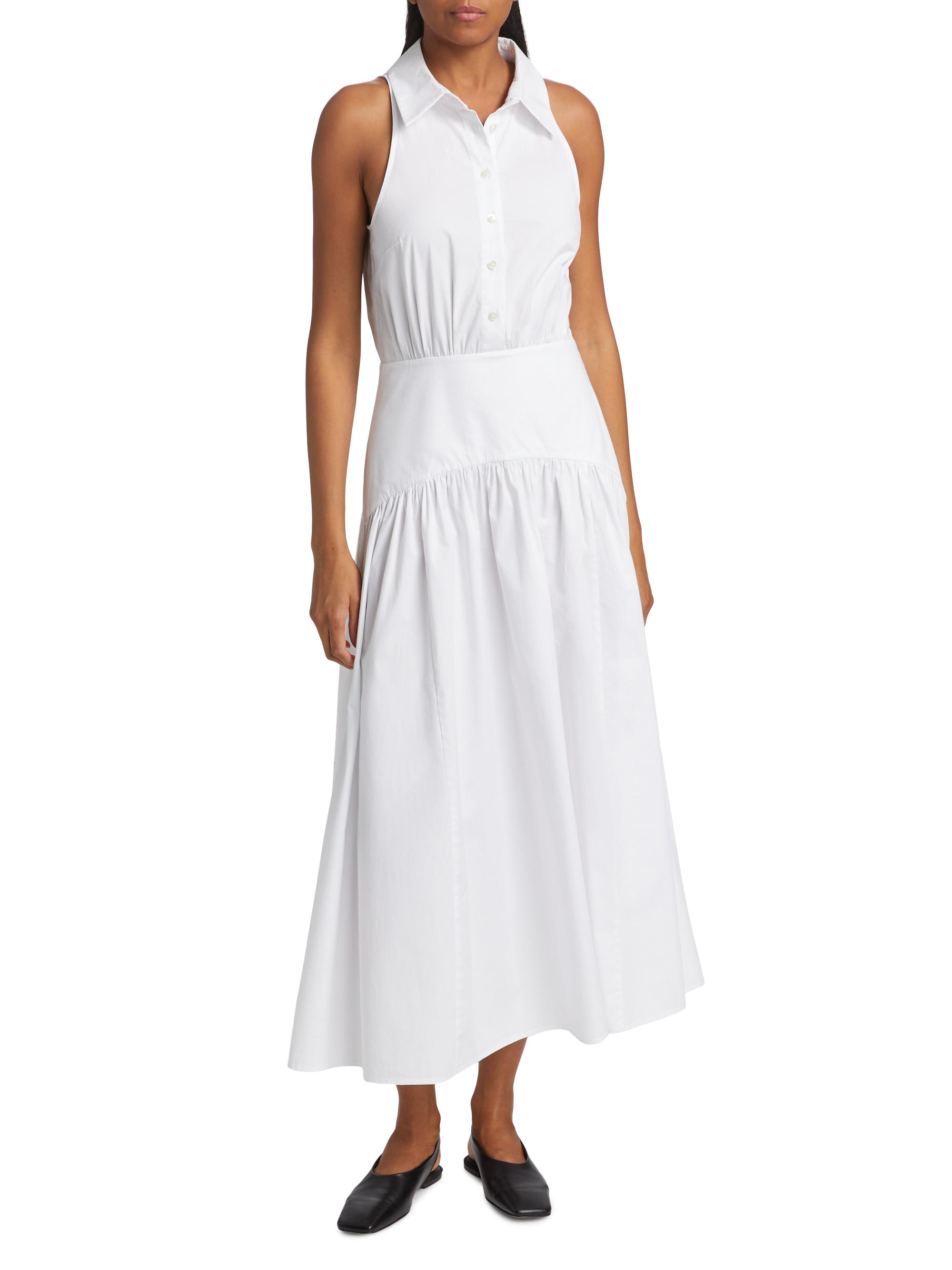 Staud Romy Stretch Poplin Fit & Flare Shirtdress | Saks Fifth Avenue
