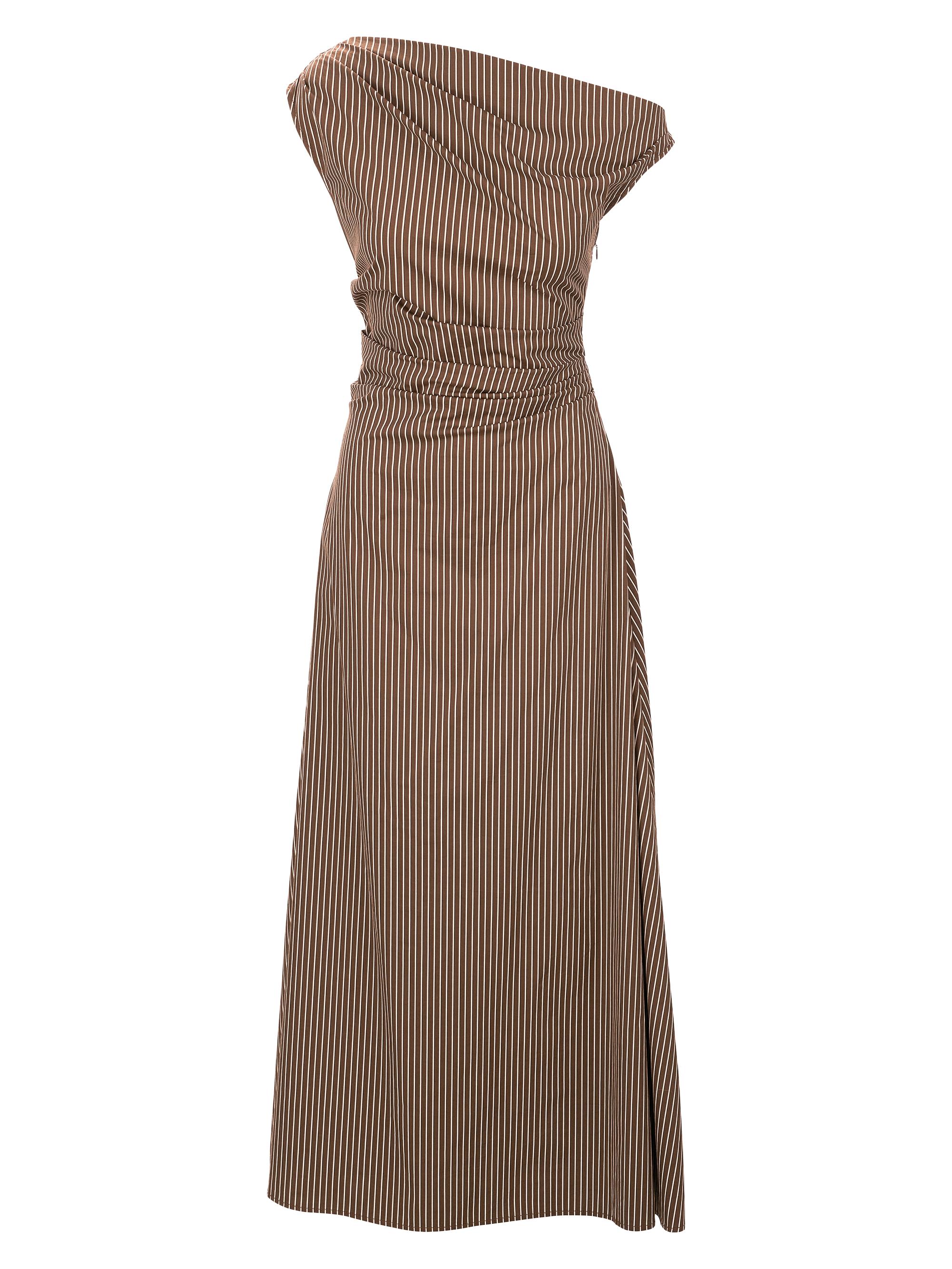 Staud Women's Phare Striped Off-the-Shoulder Maxi Dress - Dark Oak Micro Stripe