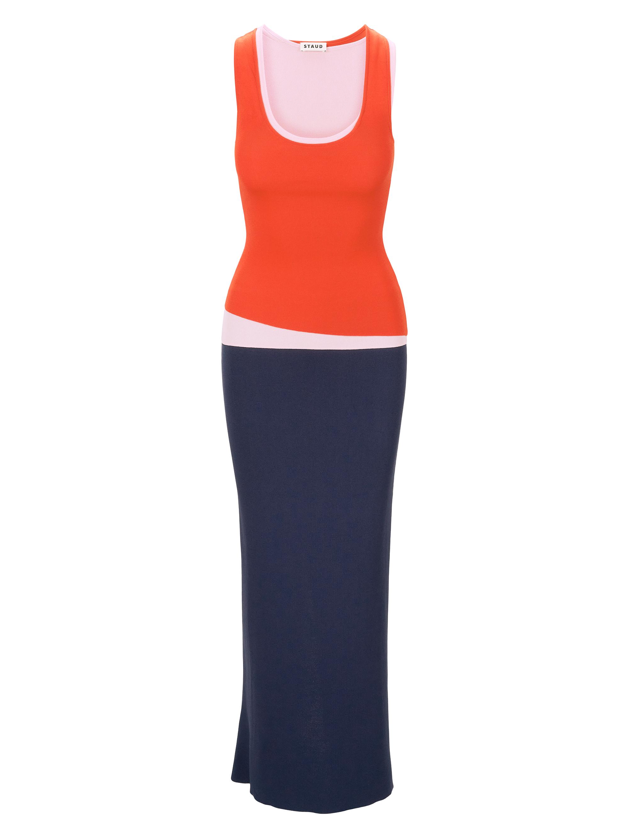 Staud Women's Hermosa Colorblocked Maxi-Dress - Cayenne Navy Carnation