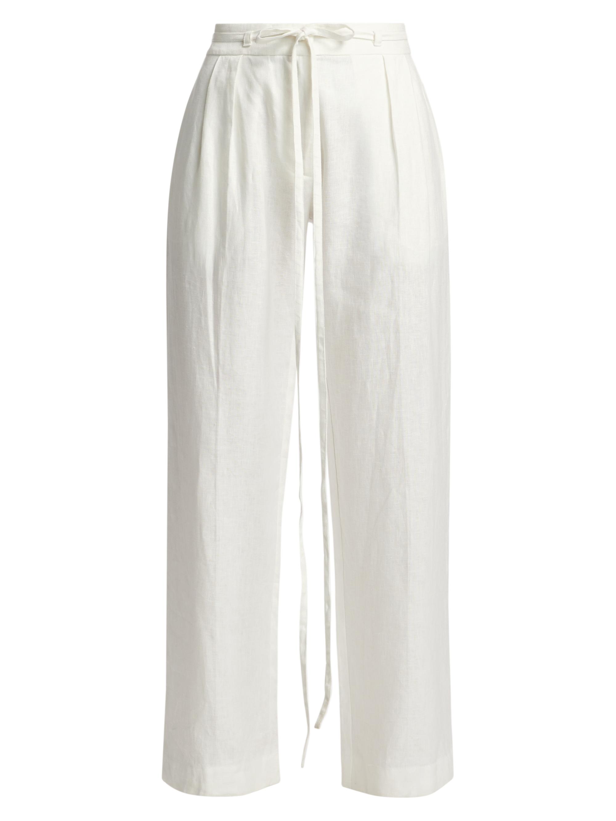 Maria Cher Women's Dominique Linen Wide-Leg Pants - Off White