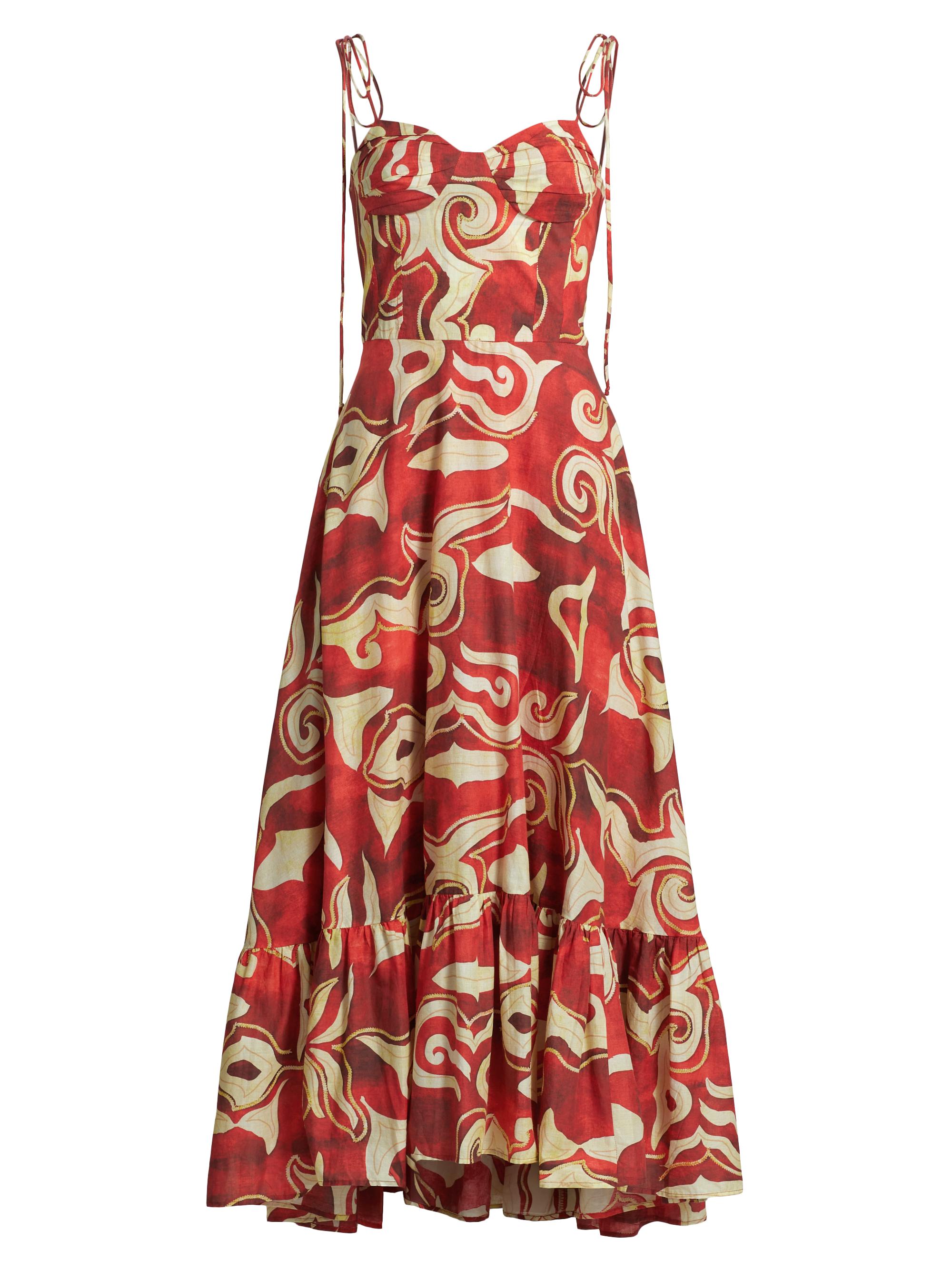Maria Cher Women's Alavarado Vivian Cotton Abstract Maxi Dress - Red