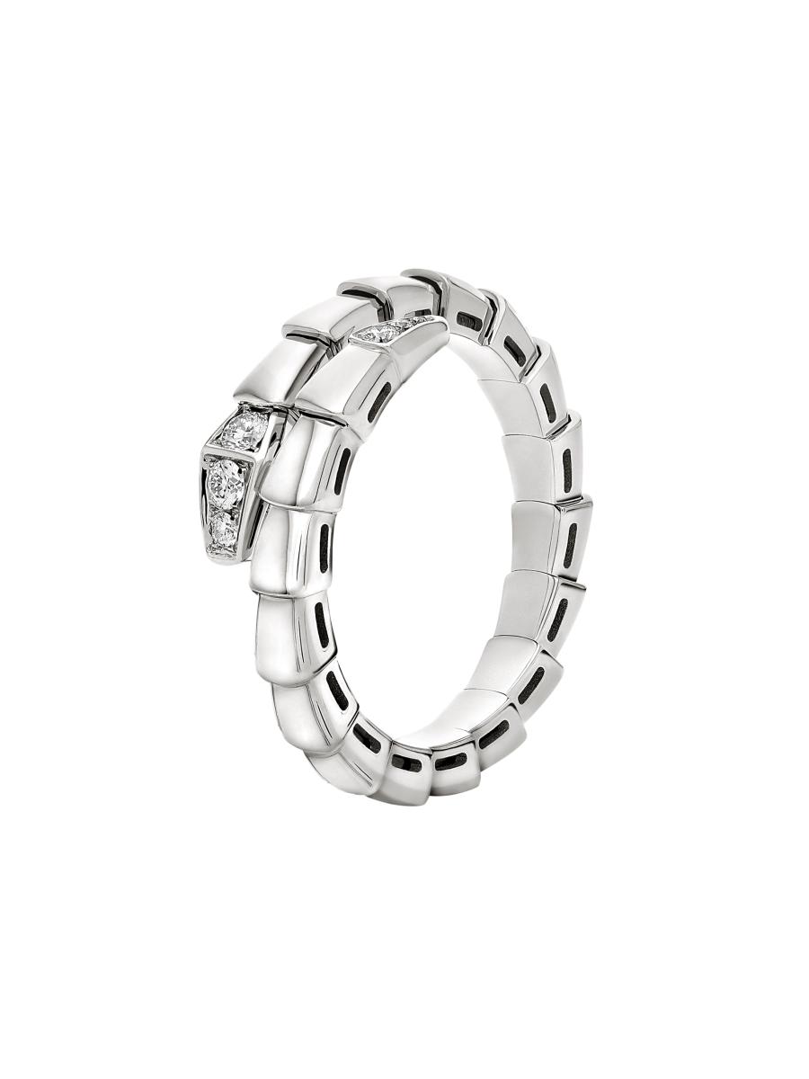 BVLGARI Serpenti Viper 18K White Gold & 0.14 TCW Diamond Ring