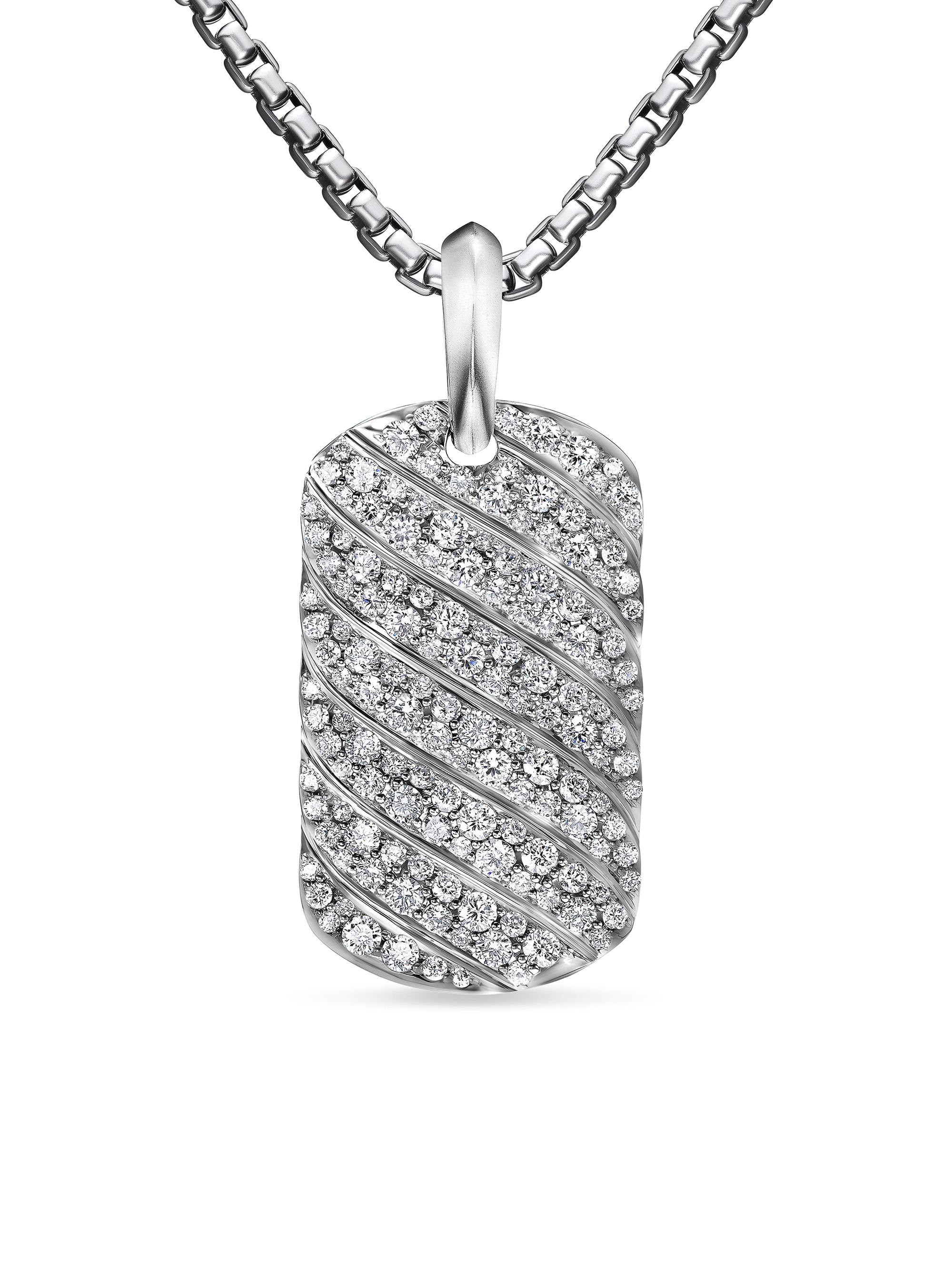 David Yurman Men's Sculpted Cable Tag in 18K White Gold - White Gold