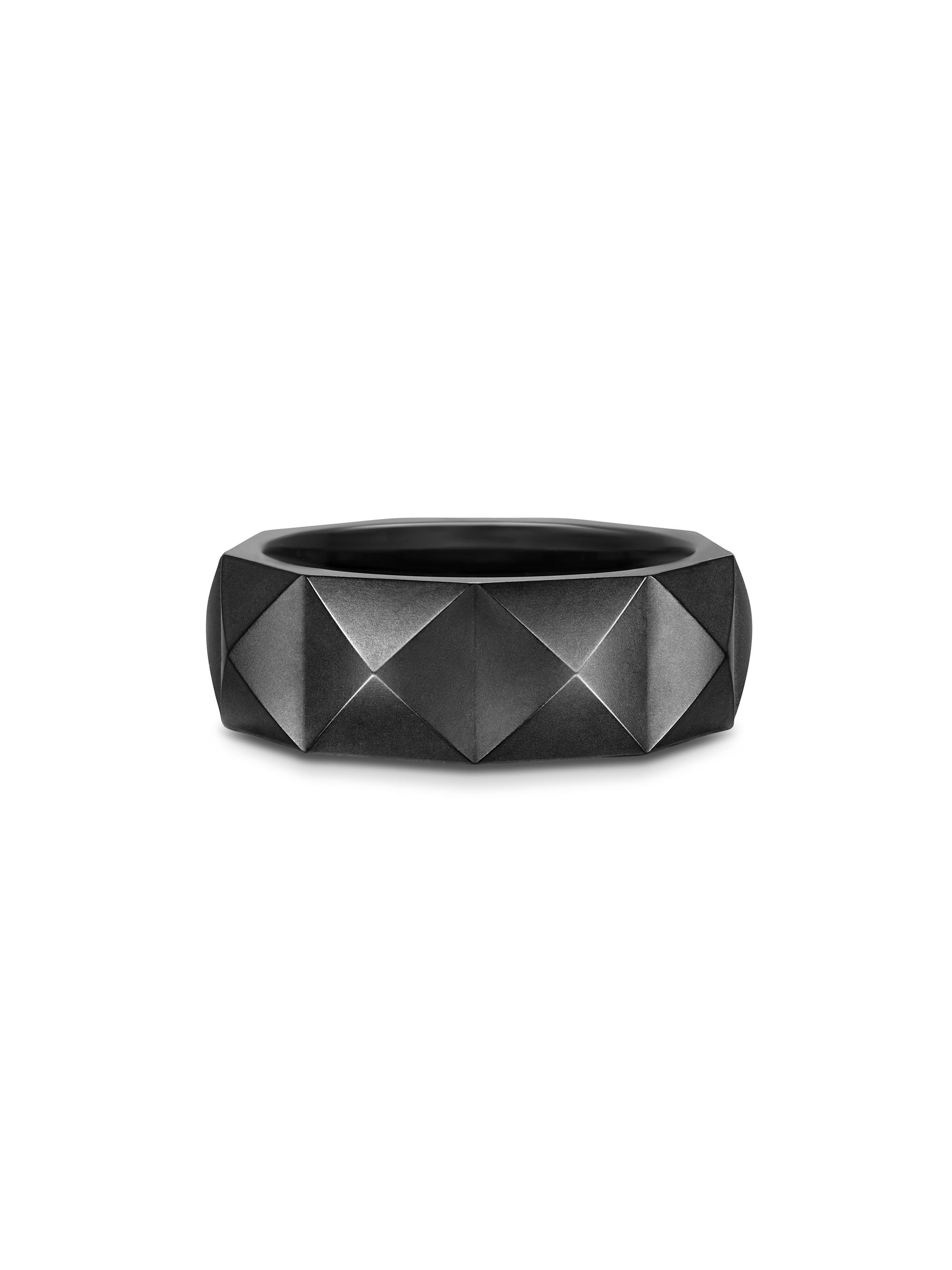 David Yurman Men's Pyramid Band Ring in Black Titanium, 8MM - Black