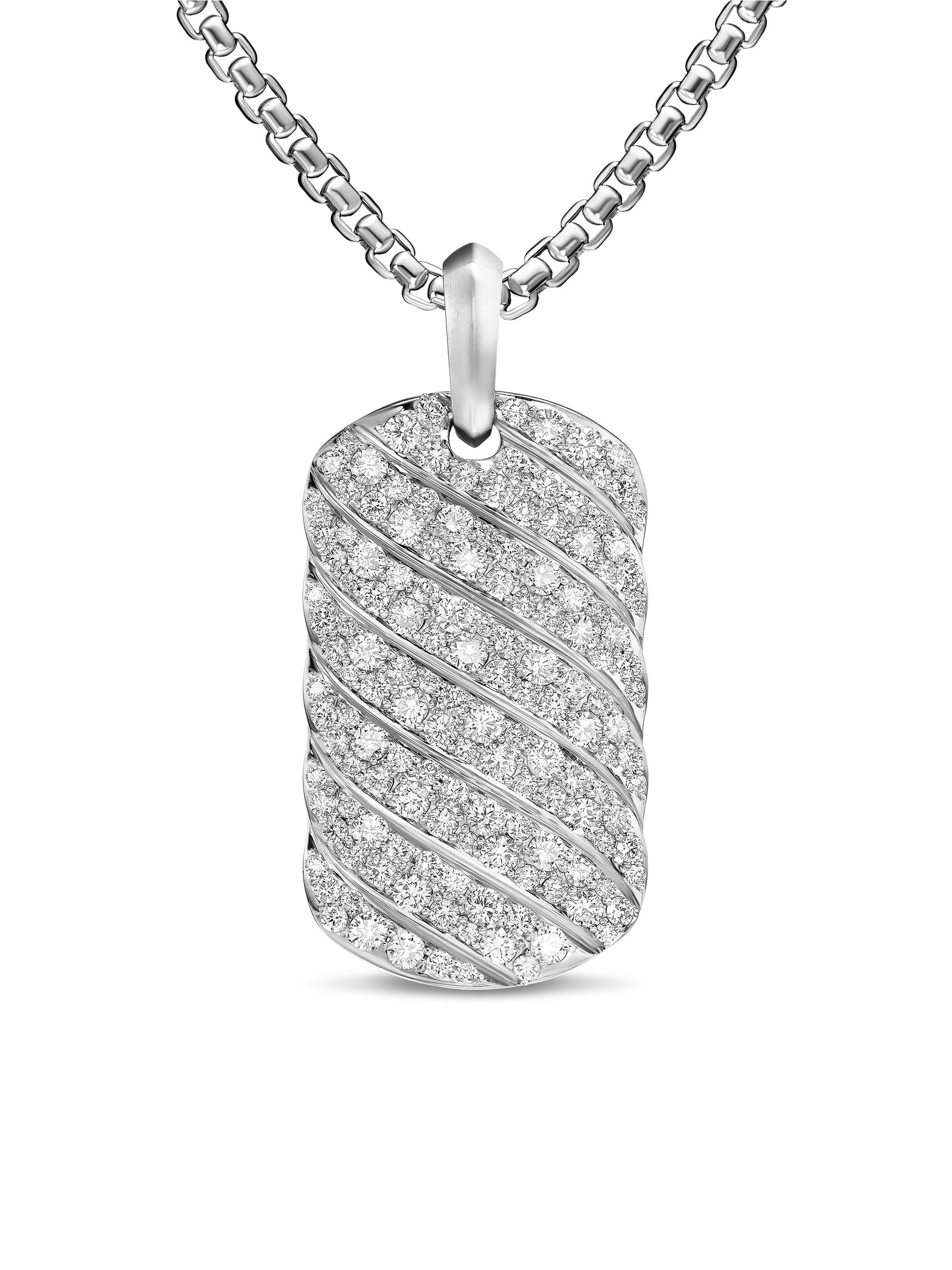 David Yurman Men's Sculpted Cable Tag in Sterling Silver - Diamond