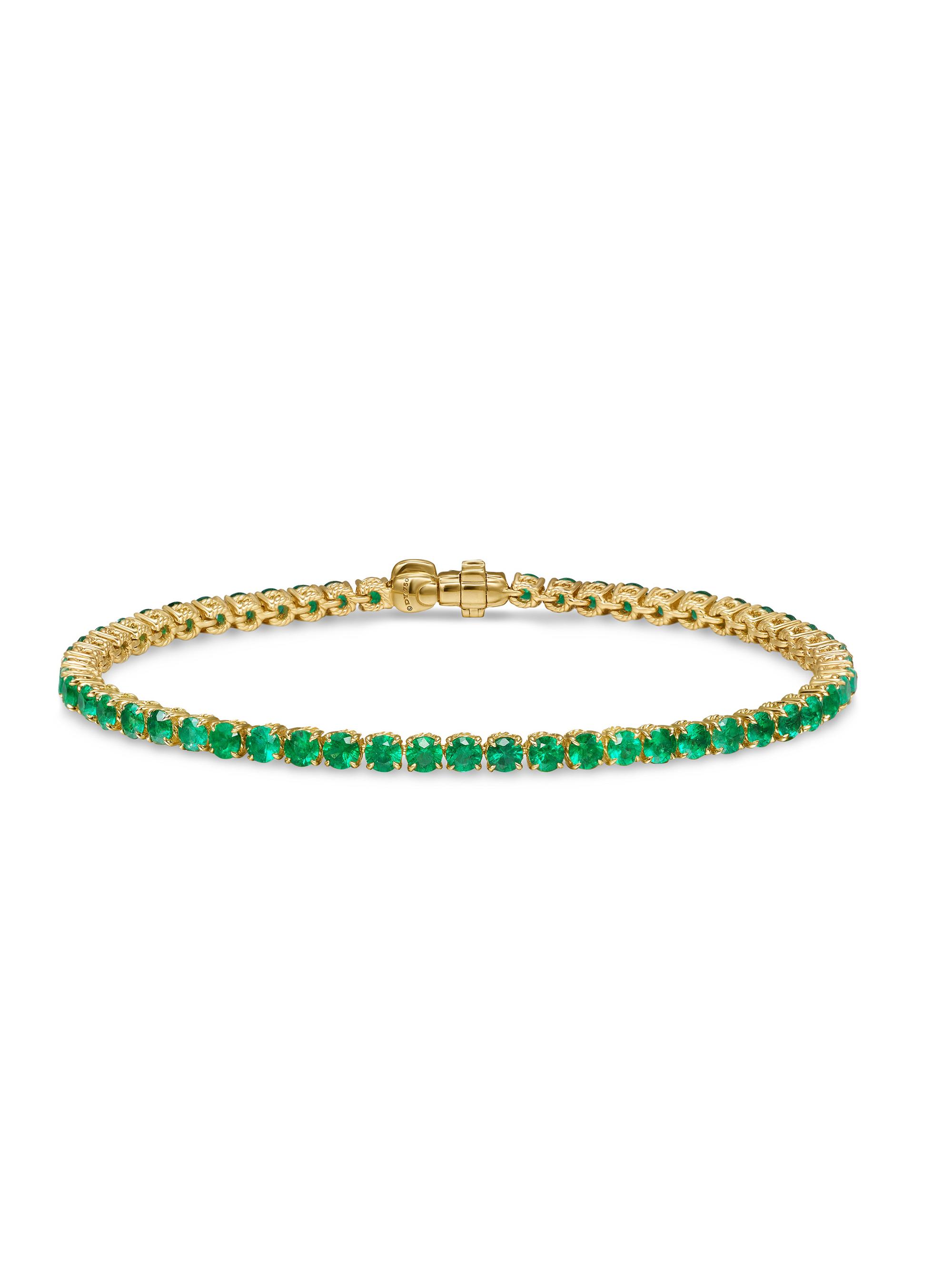 David Yurman Men's Tennis Bracelet in 18K Yellow Gold - Emerald
