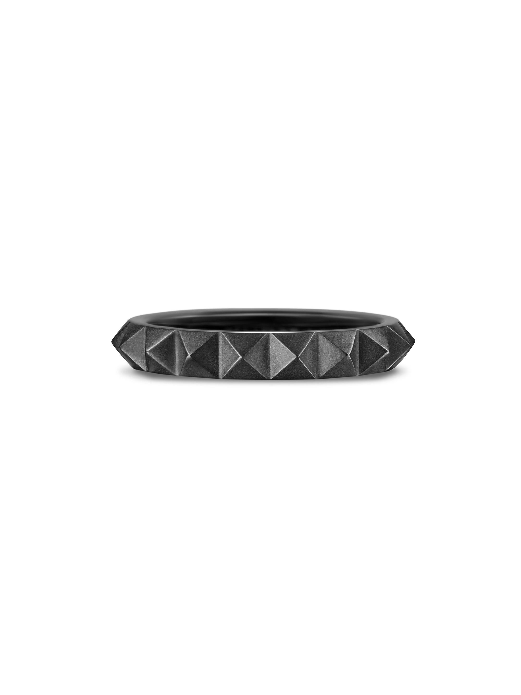 David Yurman Men's Pyramid Band Ring in Black Titanium, 4MM - Black