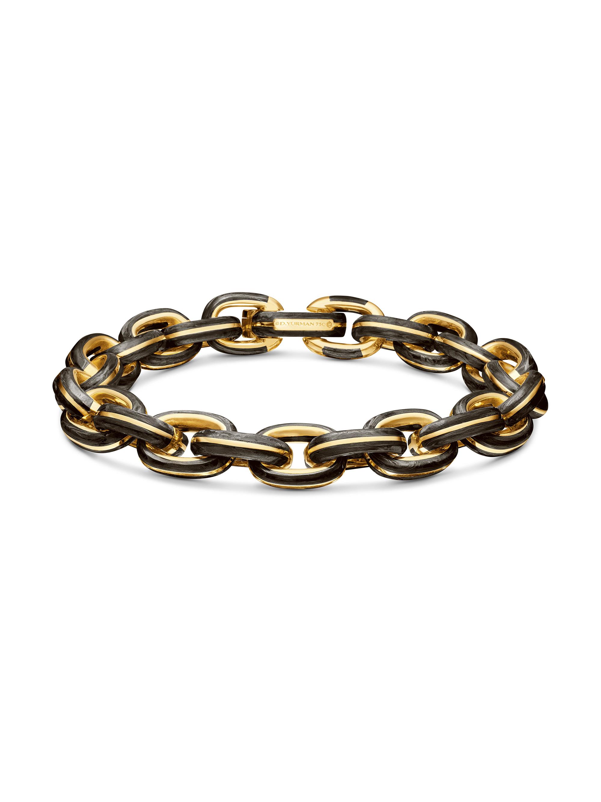 David Yurman Men's Forged Carbon Link Bracelet in 18K Yellow Gold, 11MM - Forged Carbon