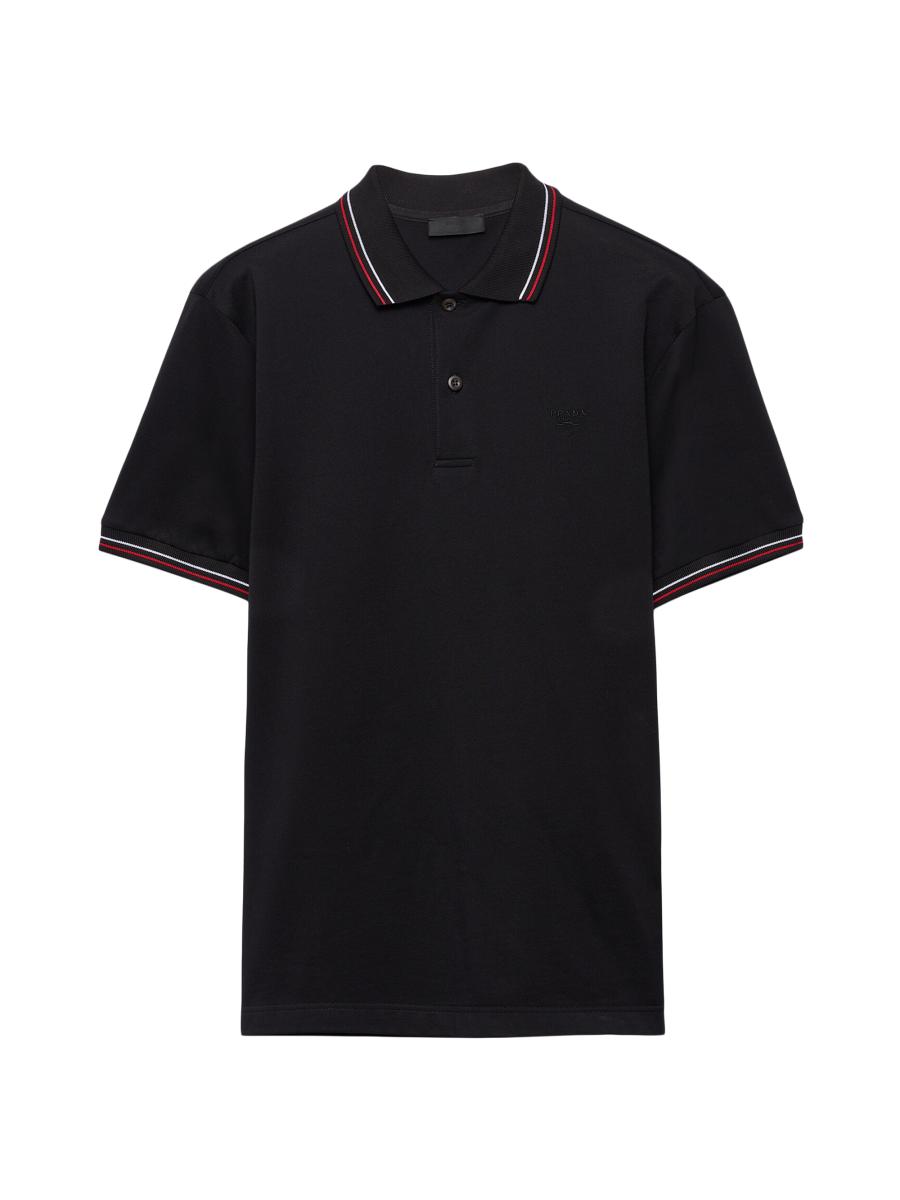 PRADA｜SHORT-SLEEVED PIQUE/COLLAR (UJN917 1YR4 F0002) Prada Short-Sleeved Piqué Polo Shirt | Saks Fifth Avenue