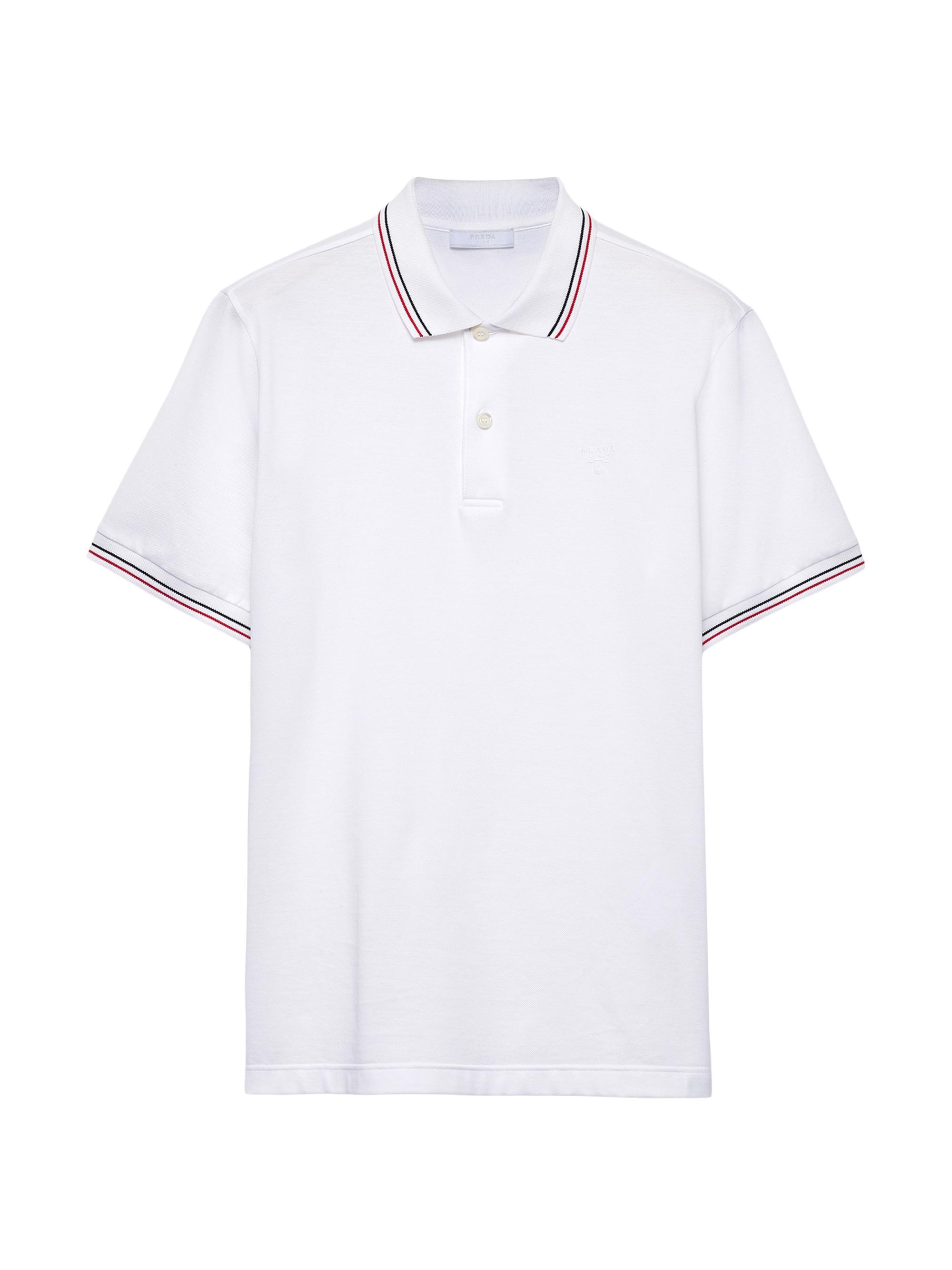 Prada Men's Short-Sleeved Piqué Polo Shirt - White