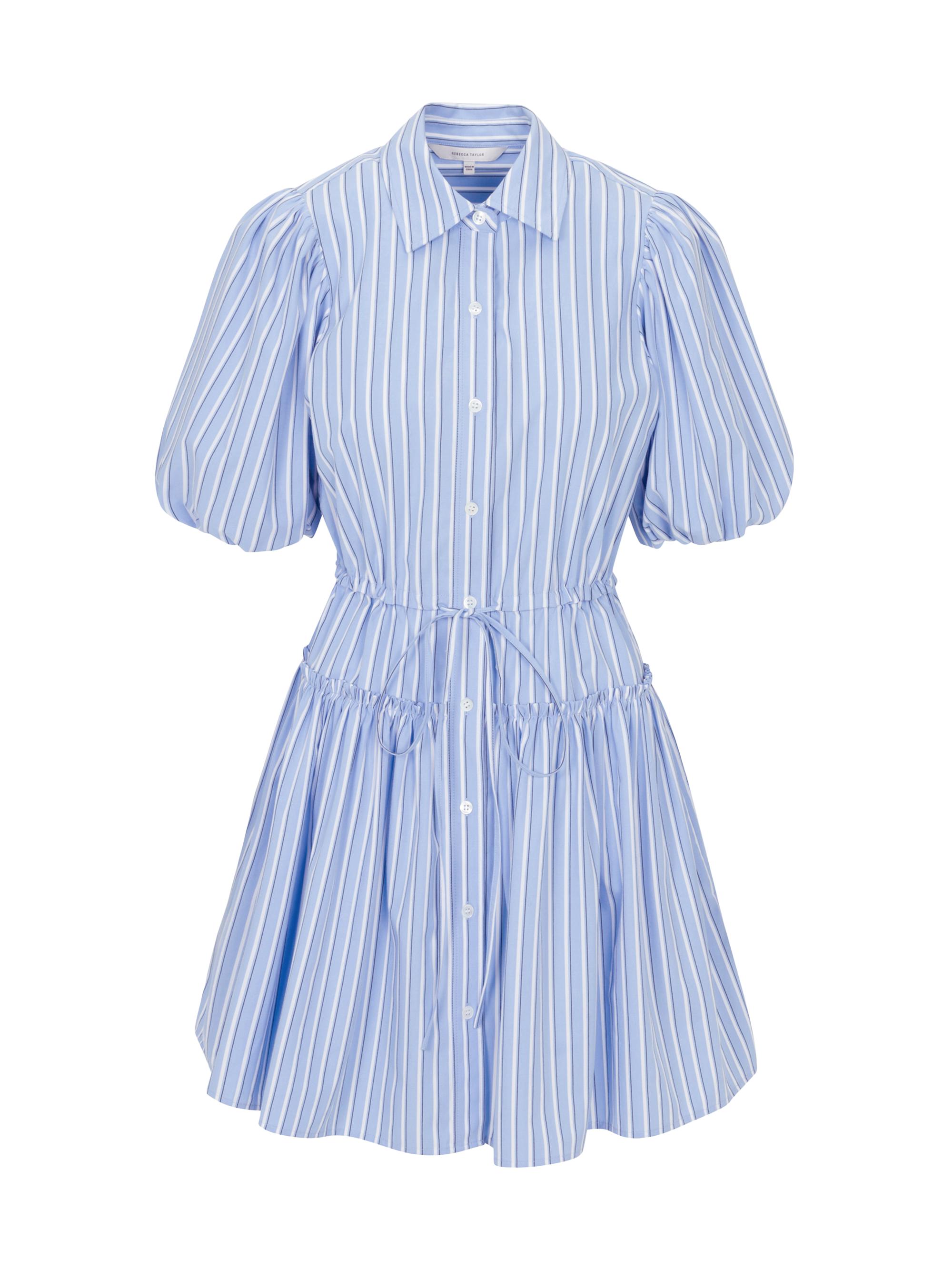Rebecca Taylor Women's Priya Striped Cotton Mini-Shirtdress - Blue Stripe