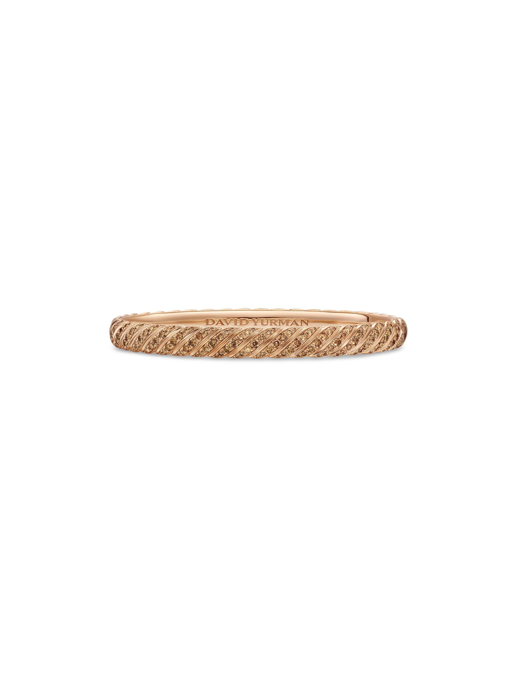 David Yurman Women's Sculpted Cable Pavé Bangle Bracelet in 18K Rose Gold - Cognac Diamond