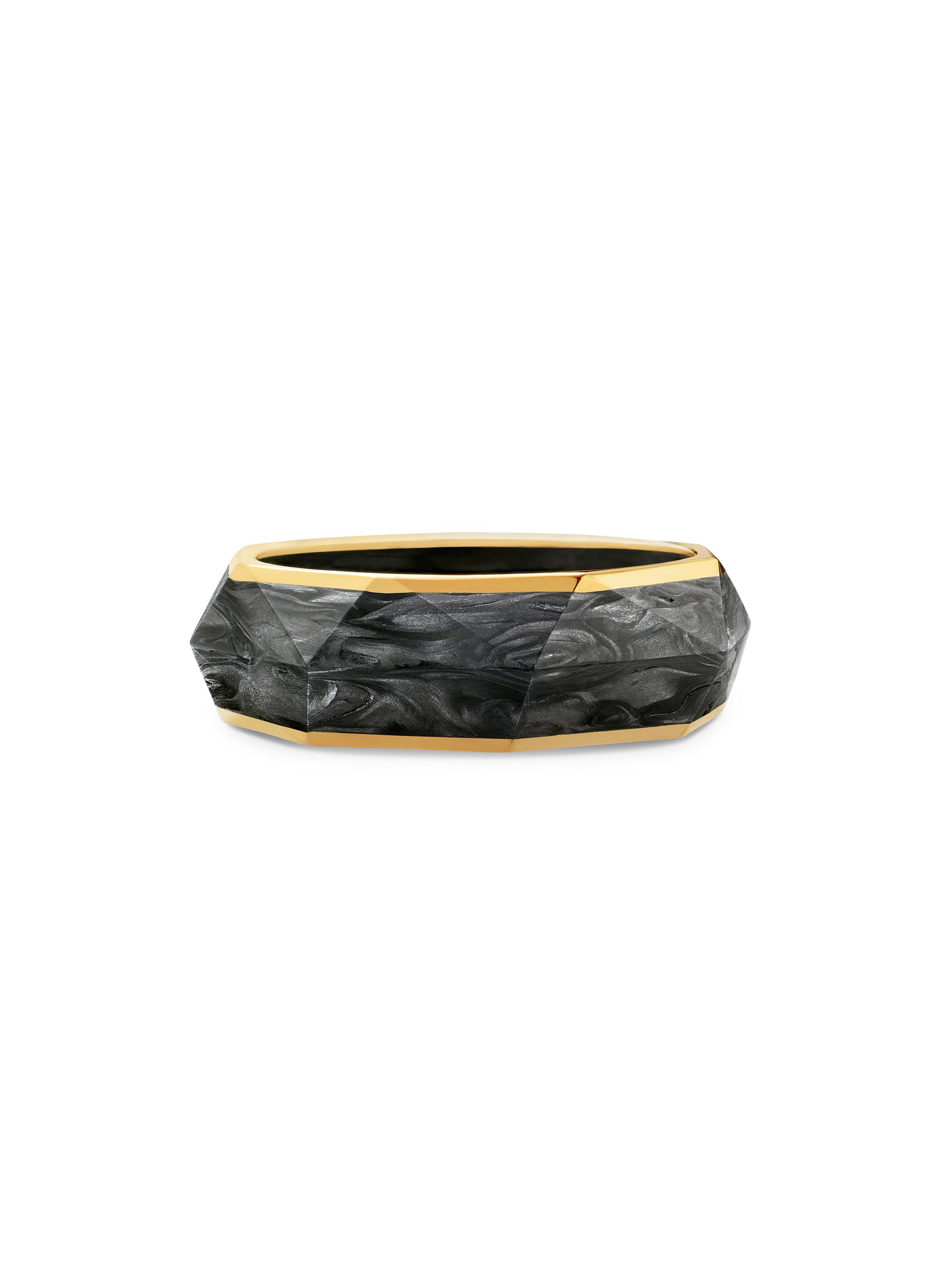 David Yurman Men's Torqued Faceted Forged Carbon Band Ring - Forged Carbon