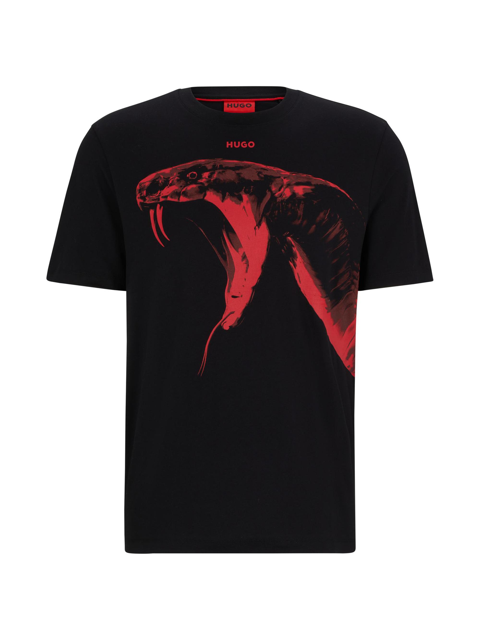 HUGO Men's Cotton-Jersey Regular-Fit T-Shirt - Black