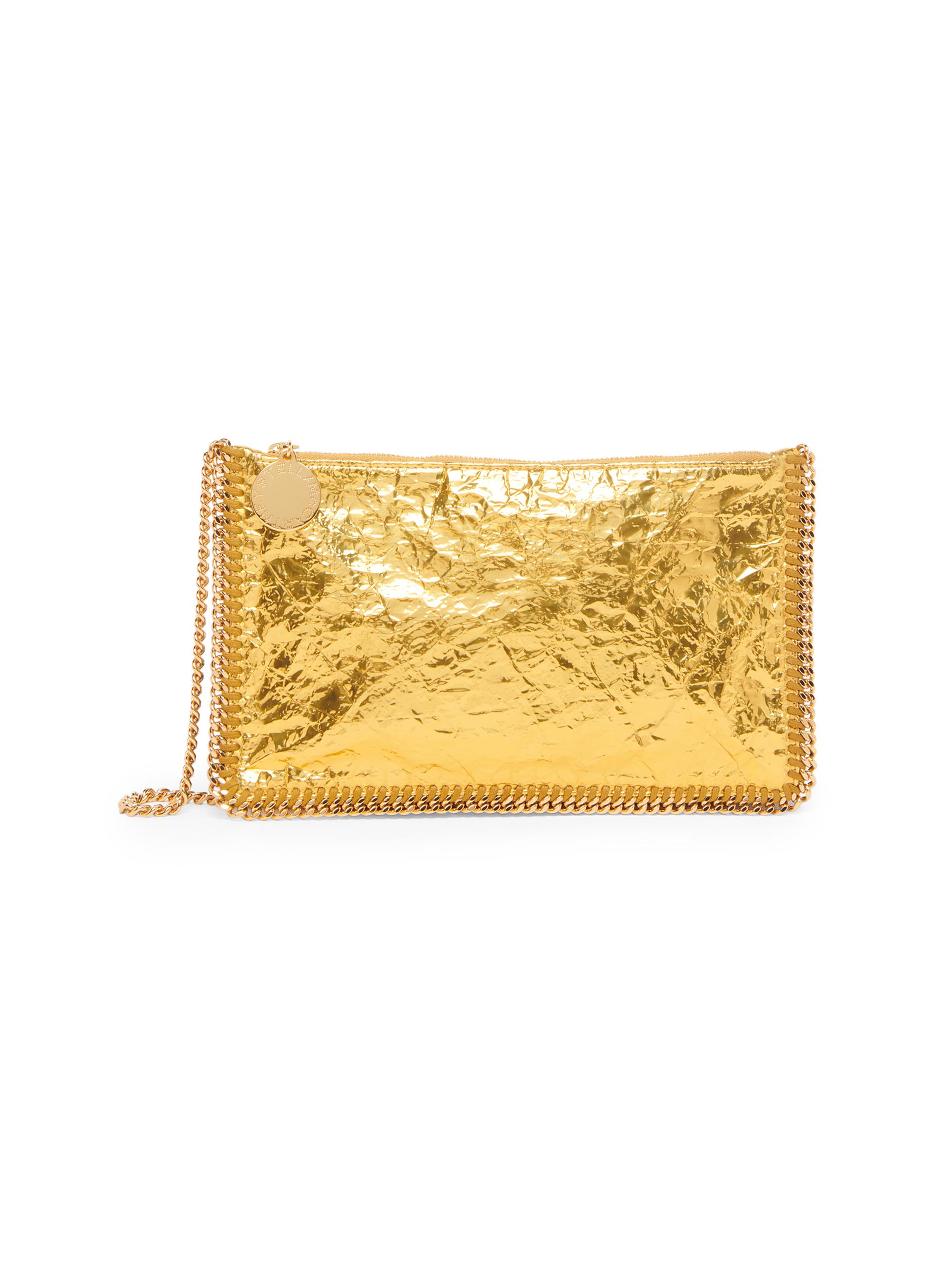 Stella McCartney Women's Crackled Metallic Clutch Bag - Gold