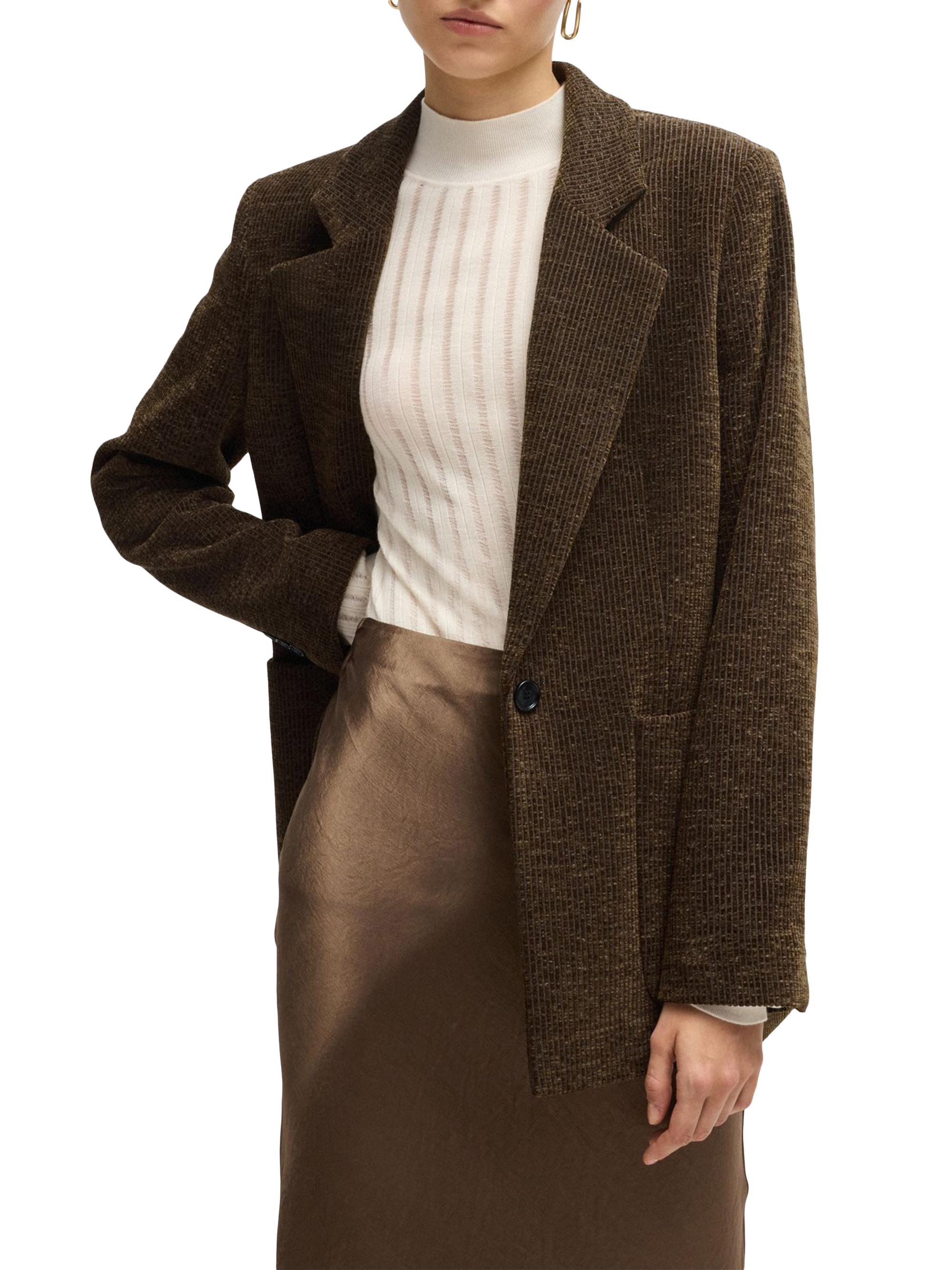 BOSS Women's Relaxed-Fit Jacket in Velvet Corduroy - Natural