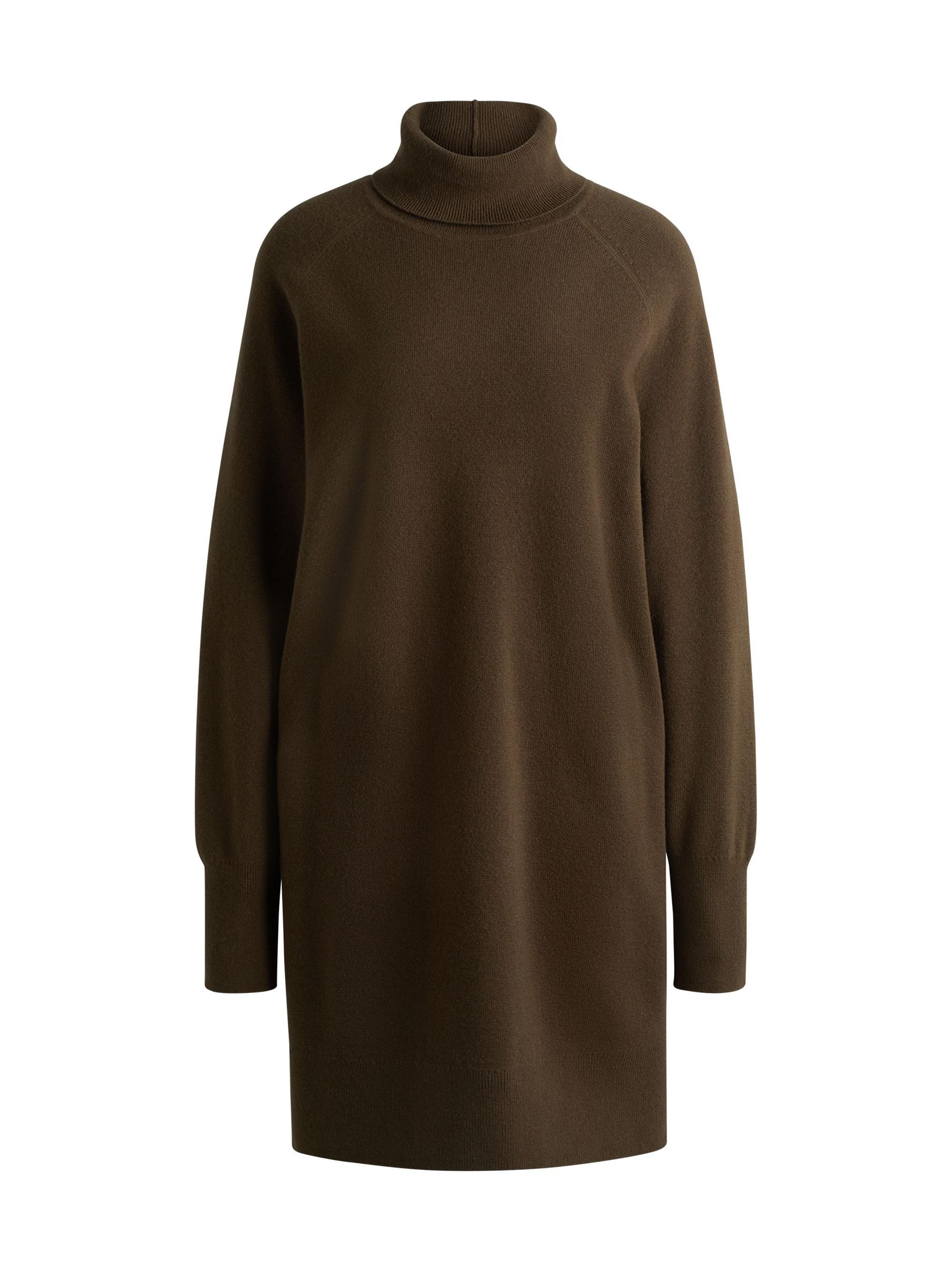 BOSS Women's Rollneck Sweater Dress in Wool and Cashmere - Green