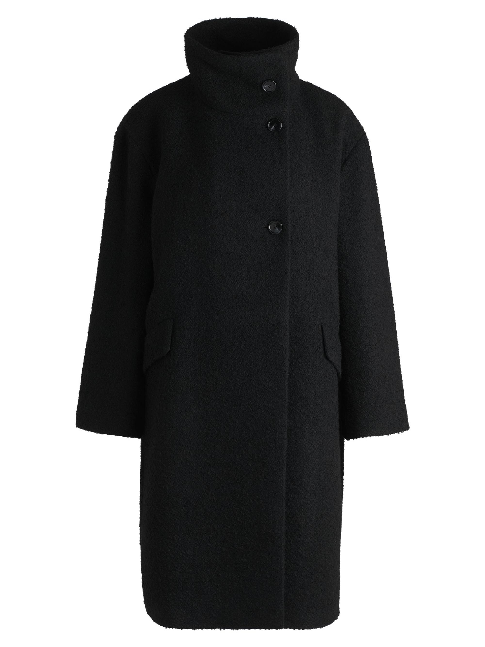 BOSS Women's Funnel-Neck Coat in Patterned Melange Fabric - Black