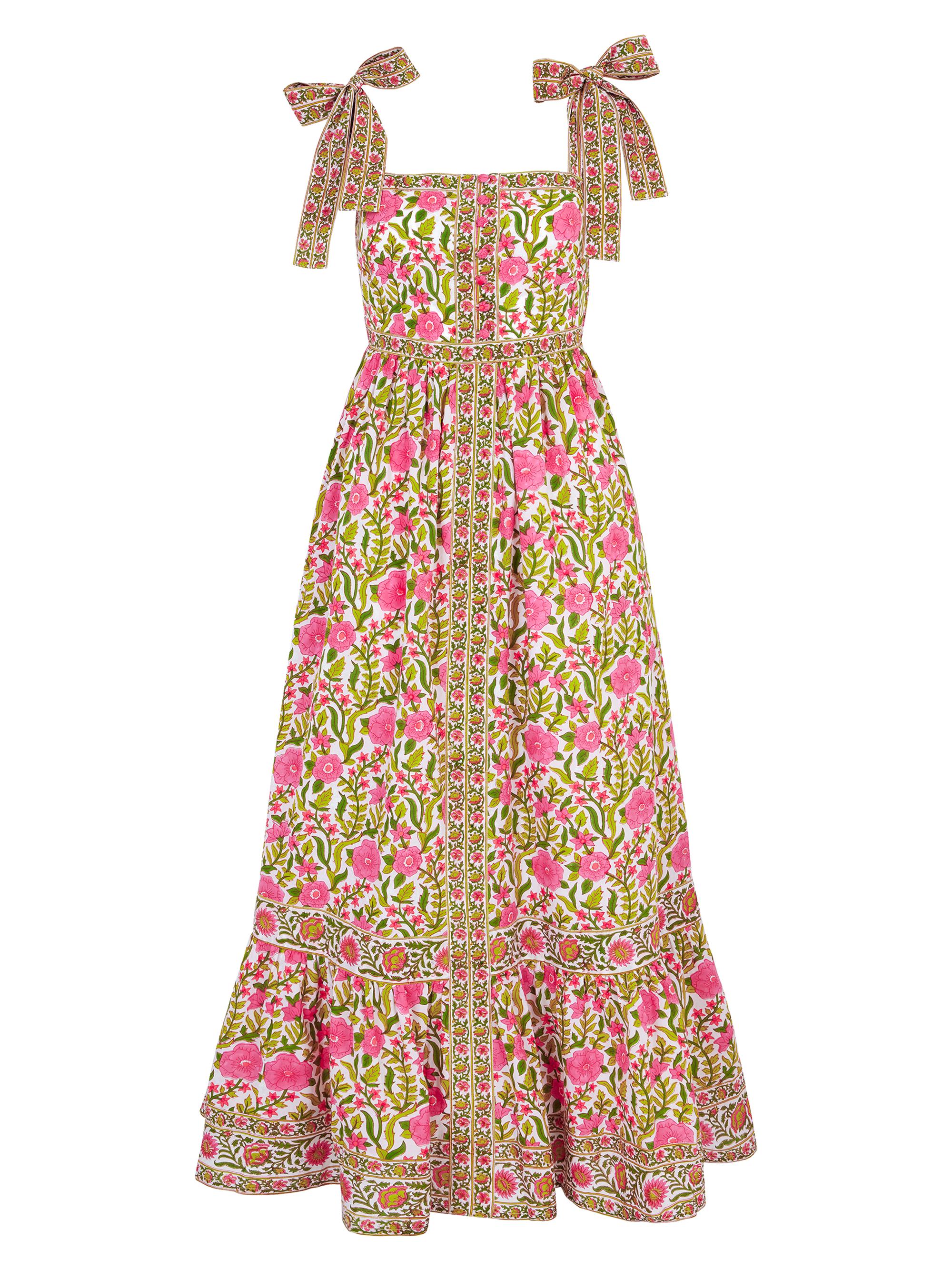 Pink City Prints Women's Lime Fields Corfu Dress - Green