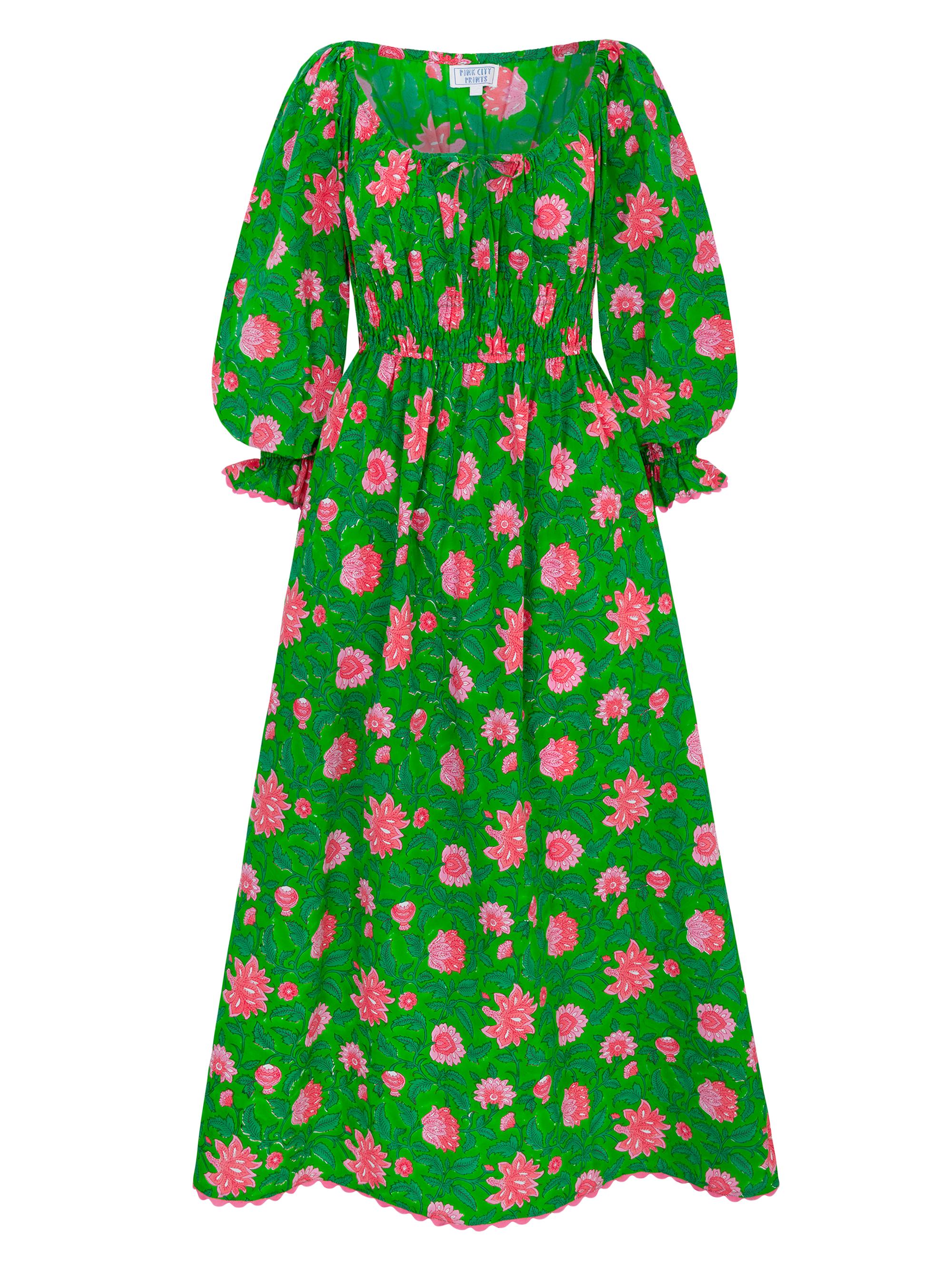 Pink City Prints Women's Emerald Jungle Hampi Dress - Green