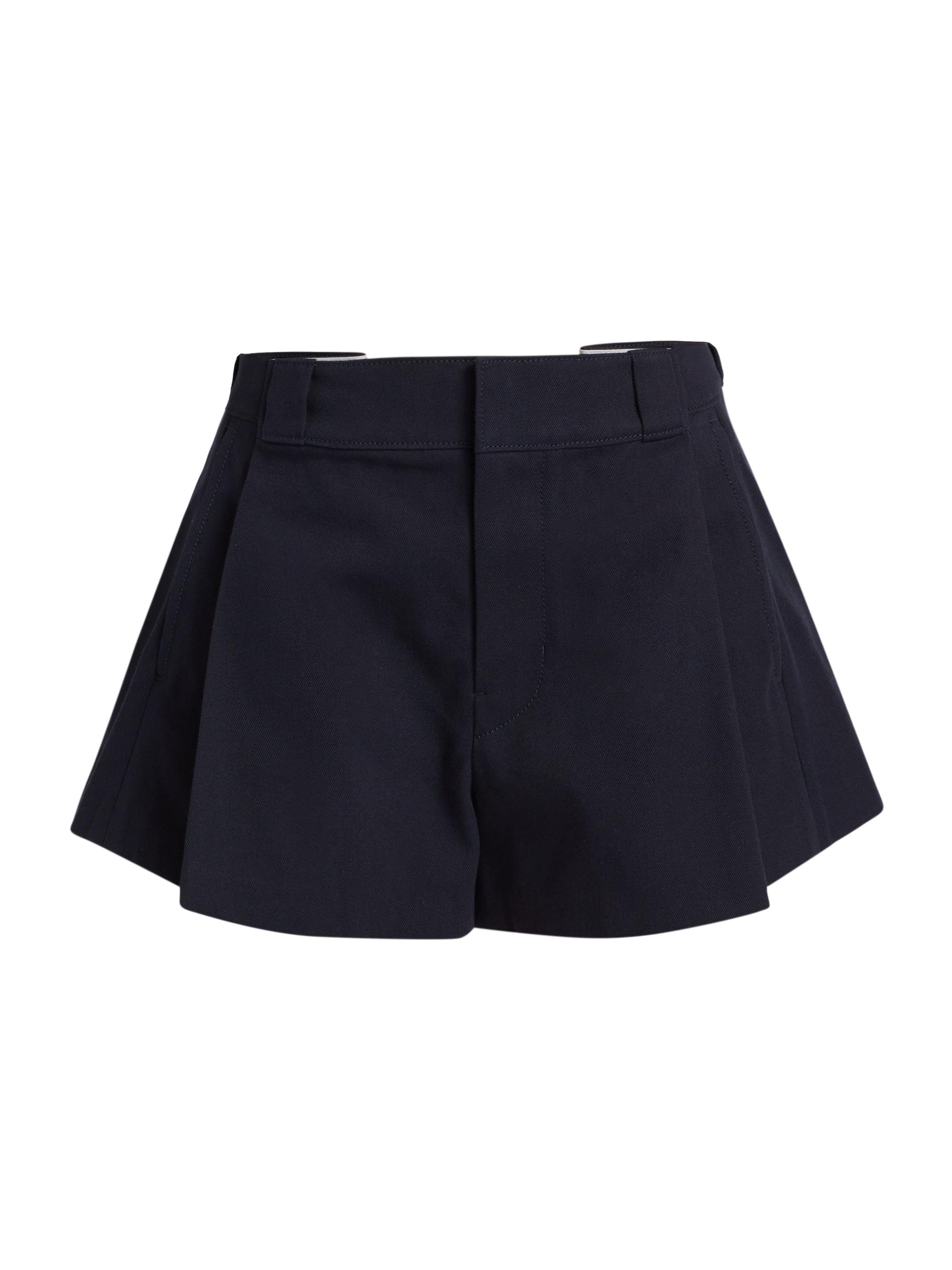 Alexander Wang Women's Pleated High-Rise Shorts - Navy