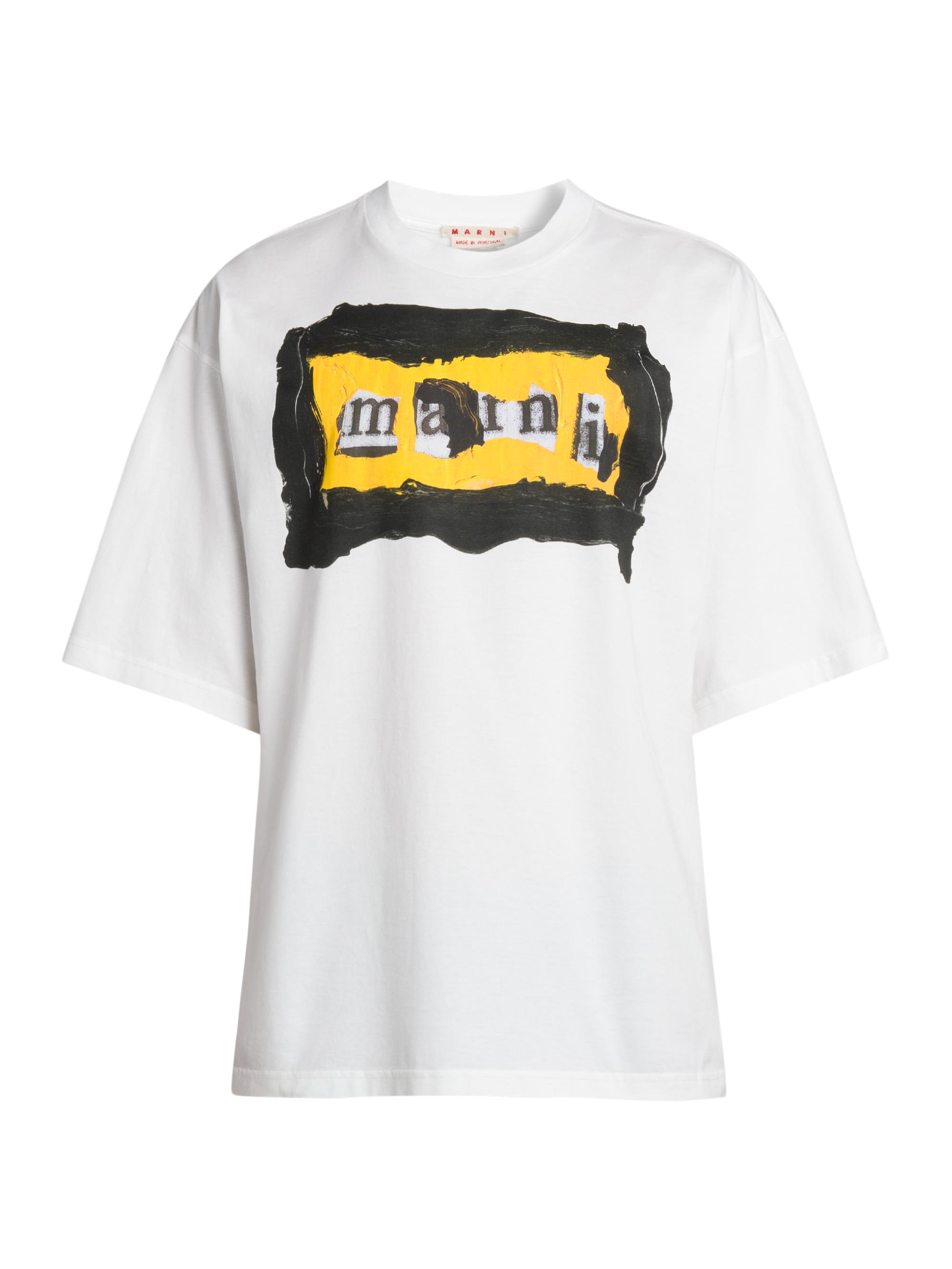 Marni Men's Collage Logo Cotton Oversized T-Shirt - Lily White