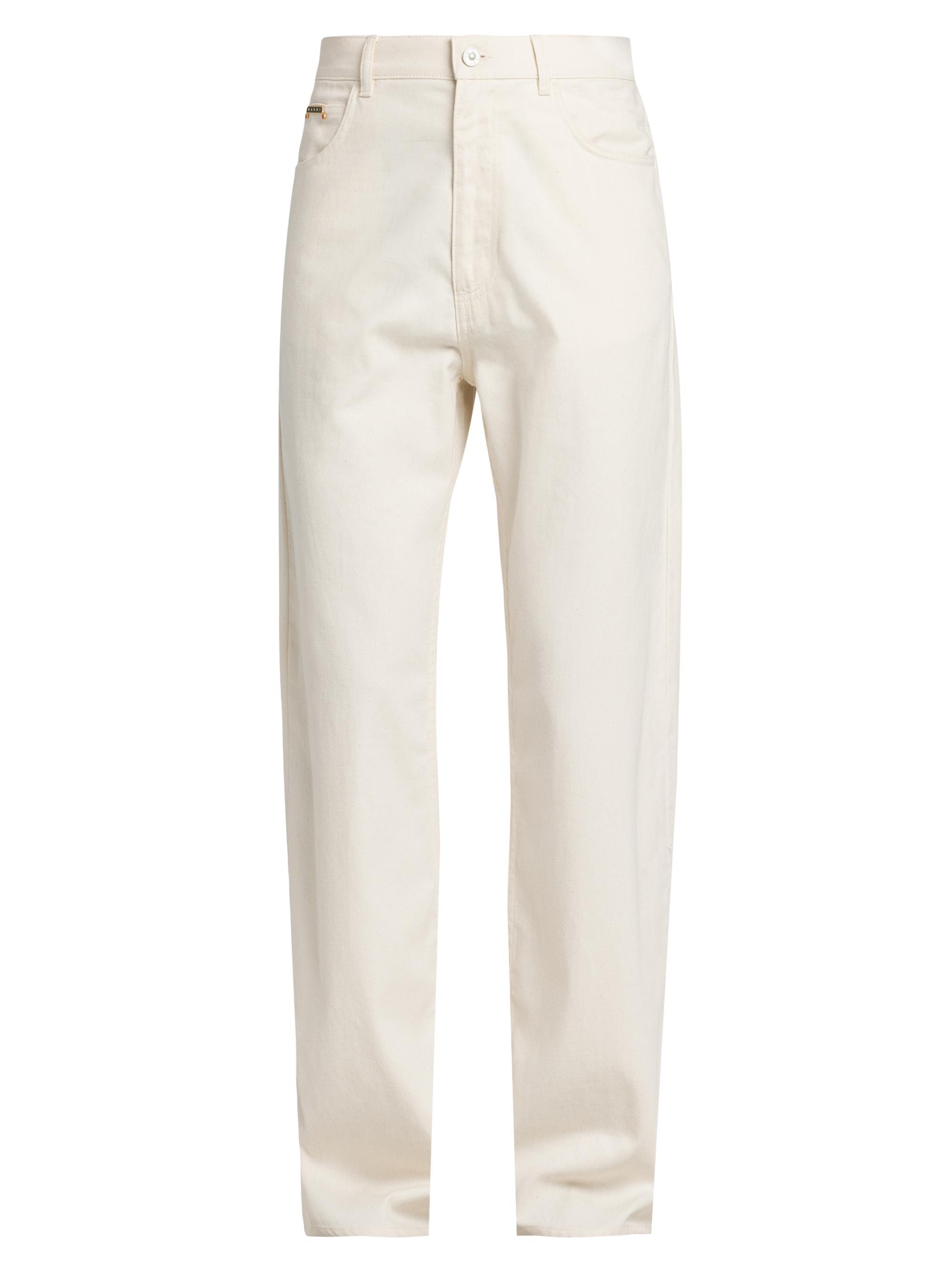 Marni Men's Lightweight Denim Wide-Leg Trousers - Bone