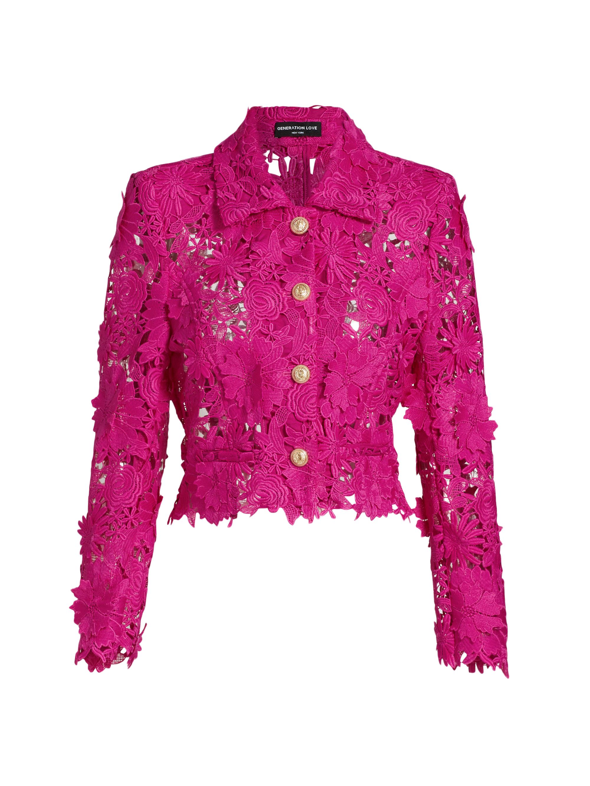 Generation Love Oliver 3D Guipure Lace Crop Jacket | Saks Fifth Avenue