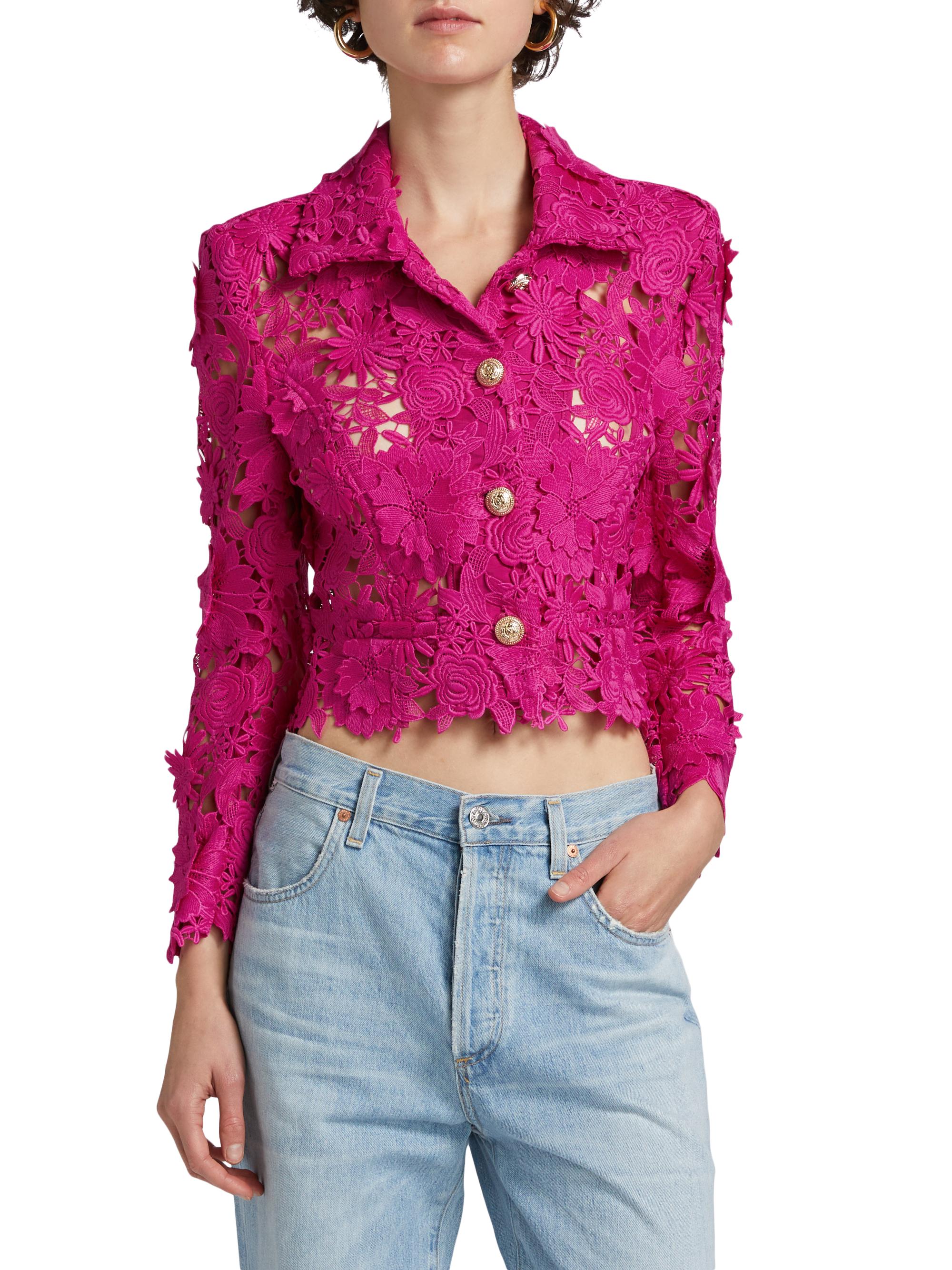 Generation Love Oliver 3D Guipure Lace Crop Jacket | Saks