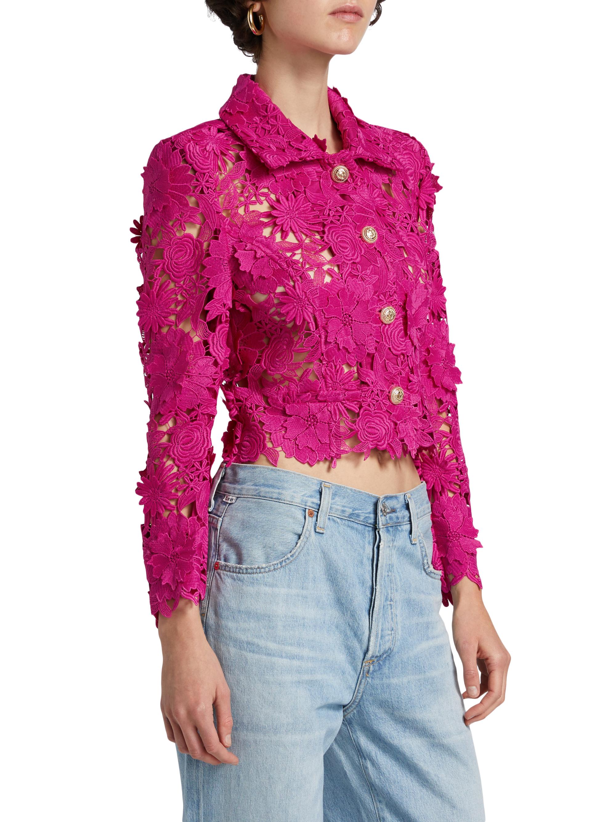 Generation Love Oliver 3D Guipure Lace Crop Jacket | Saks Fifth Avenue