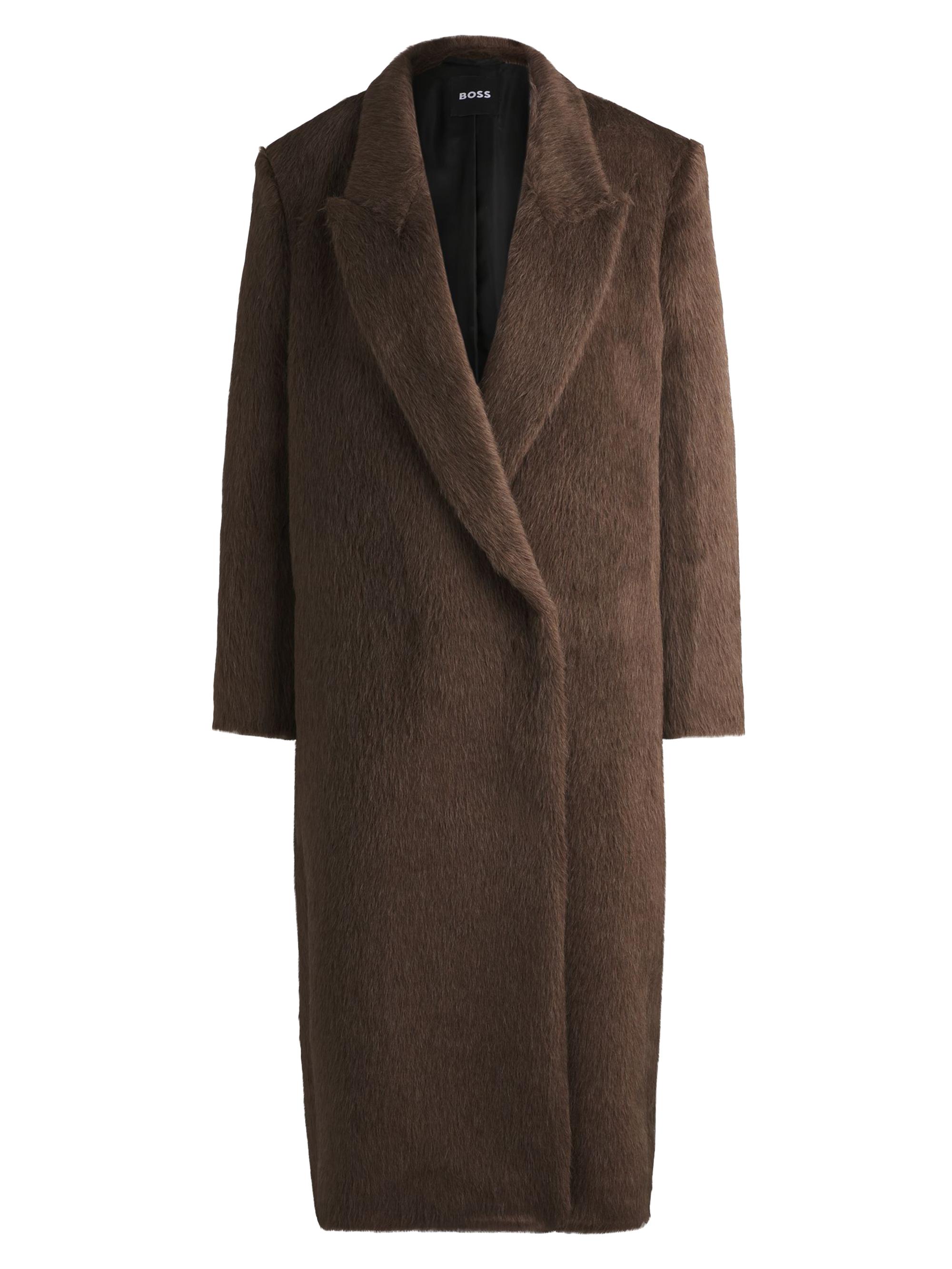 BOSS Women's Long-Length Coat in Alpaca and Wool - Brown