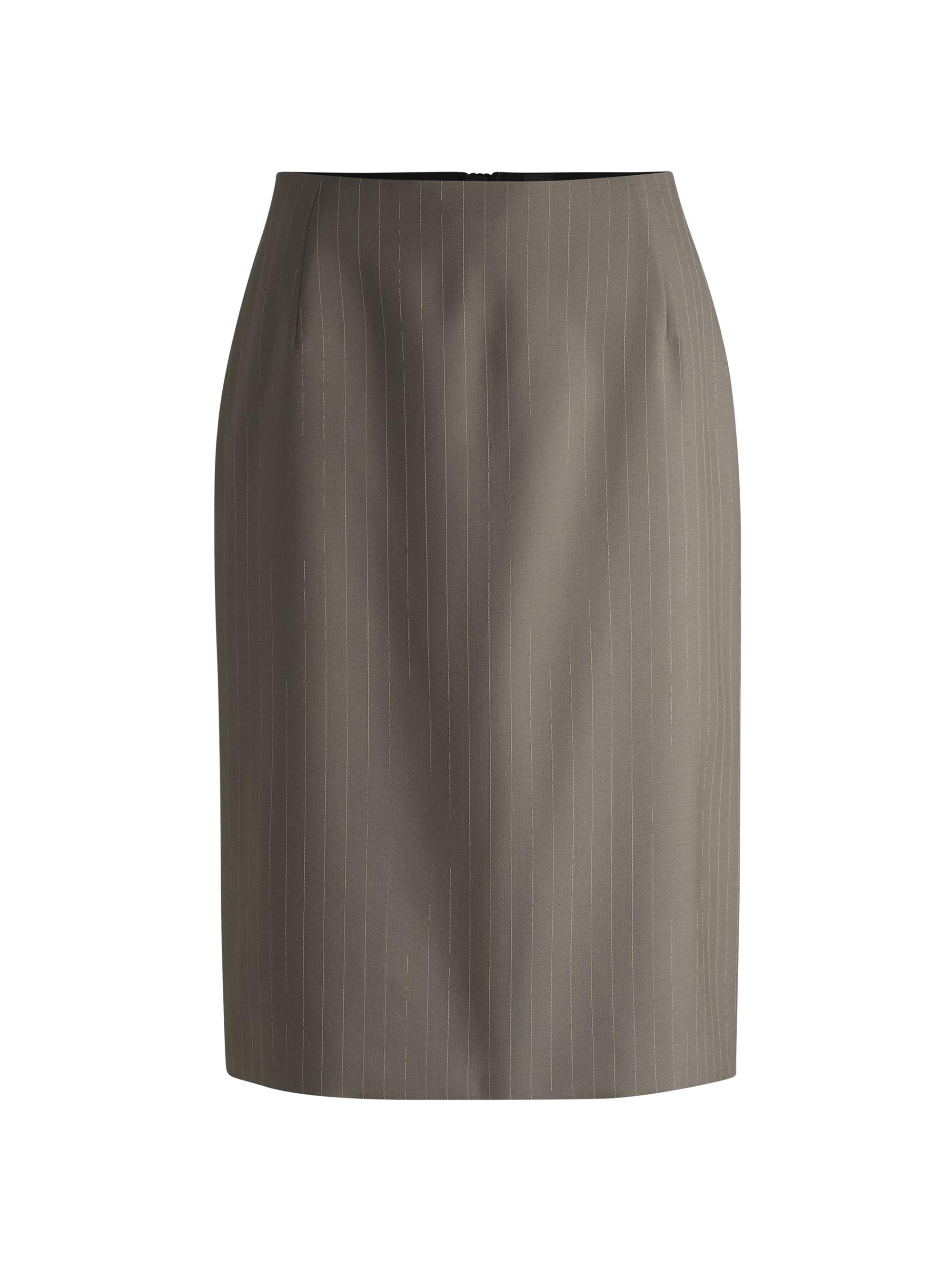BOSS Women's Pinstripe Pencil Skirt in High -Twist Wool - Green