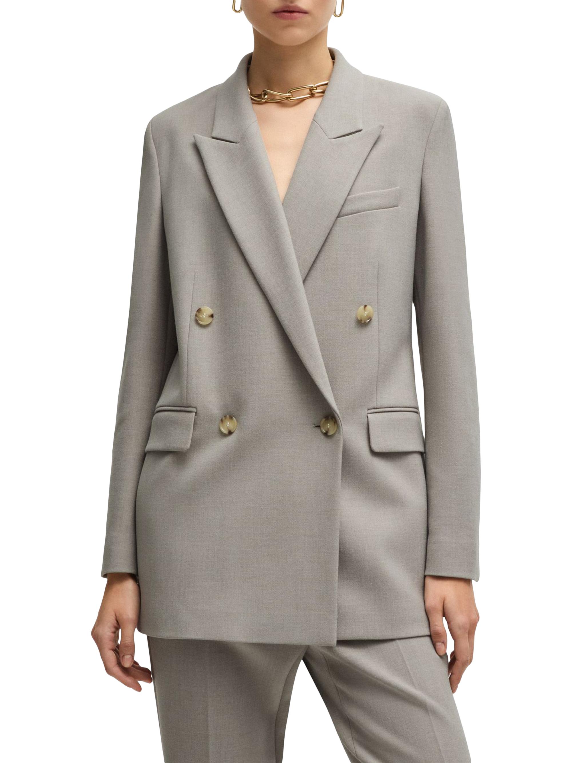 BOSS Women's Regular-Fit Jacket with Double-Breasted Closure - Grey