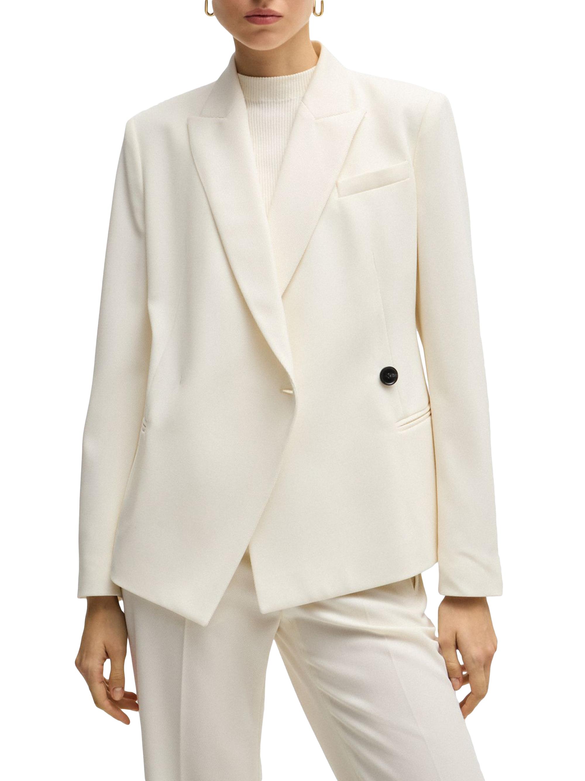 BOSS Women's Slim-Fit Jacket in Wool Twill - Natural