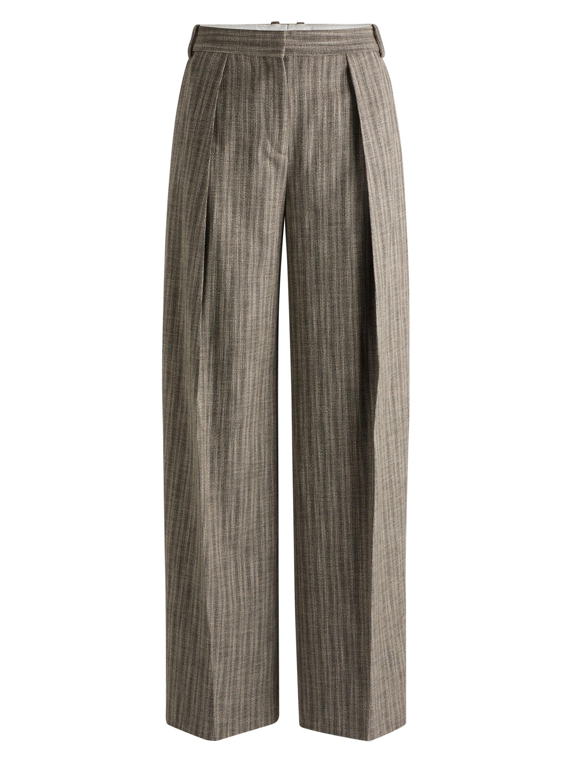 BOSS Women's Relaxed-Fit Trousers in Striped Melange Cloth - Brown