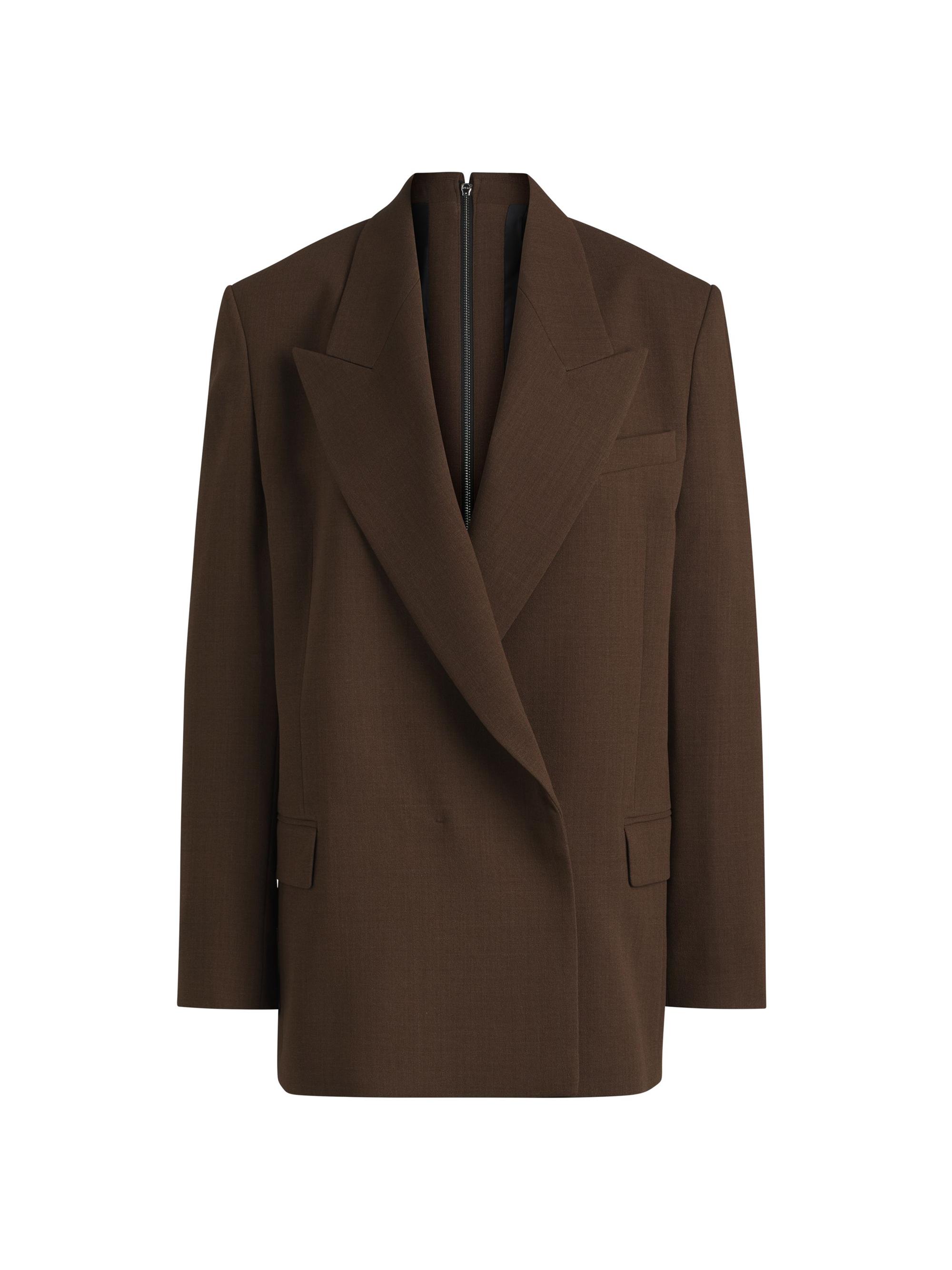 BOSS Women's Rear-Zip Blazer in Melange Virgin Wool - Brown