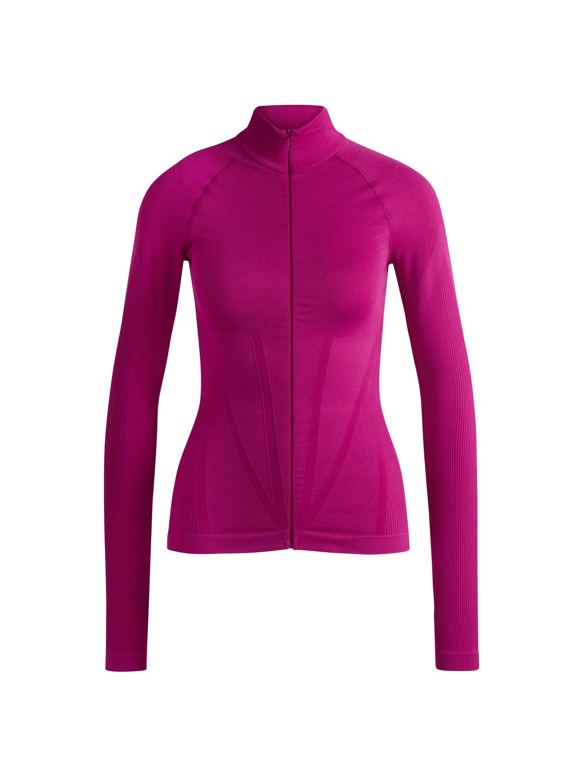 BOSS Women's Naomi x Boss Zip-Up Top in Stretch Jersey - Pink