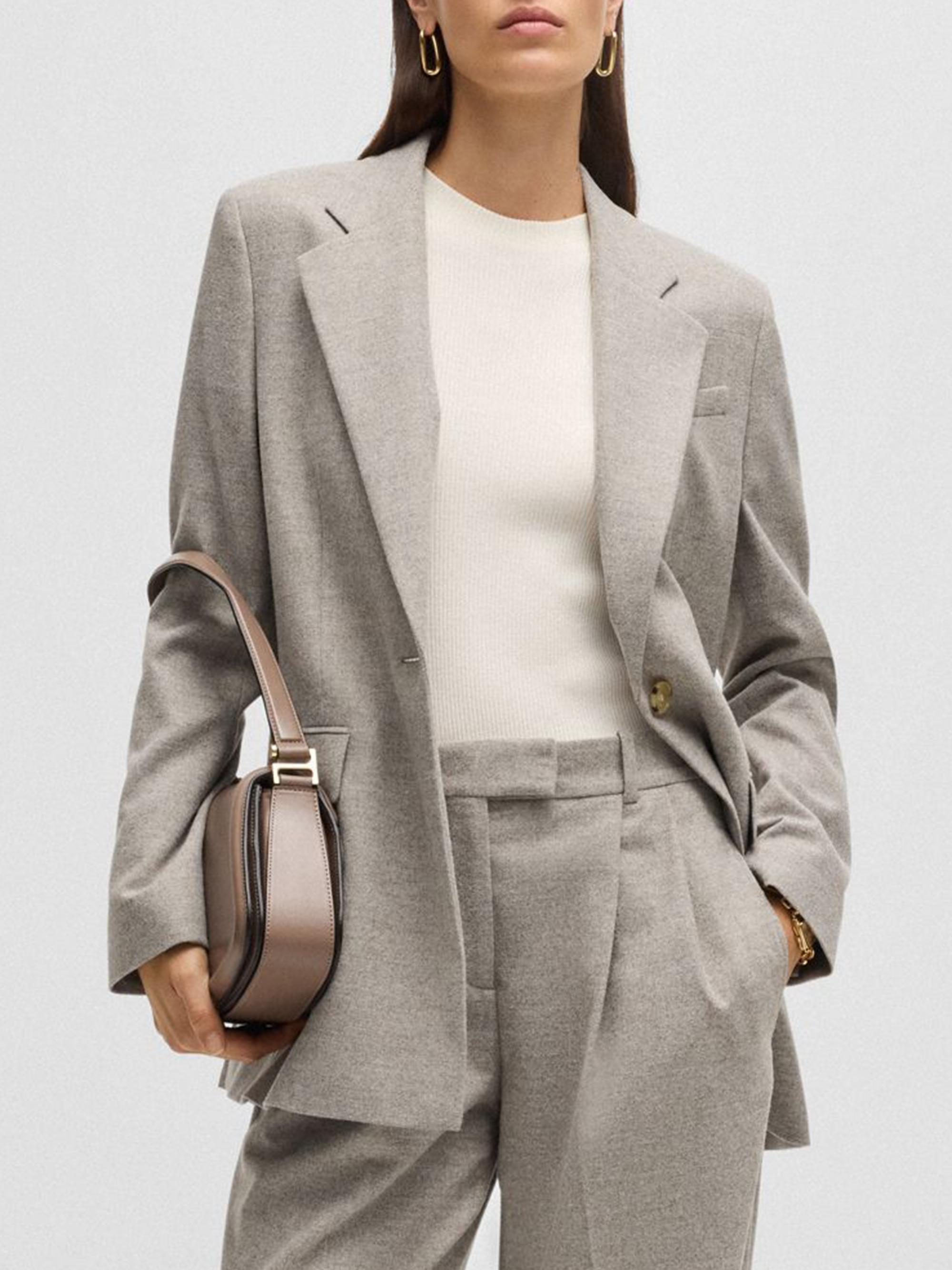 BOSS Women's Relaxed-Fit Jacket in Stretch Cloth - Grey