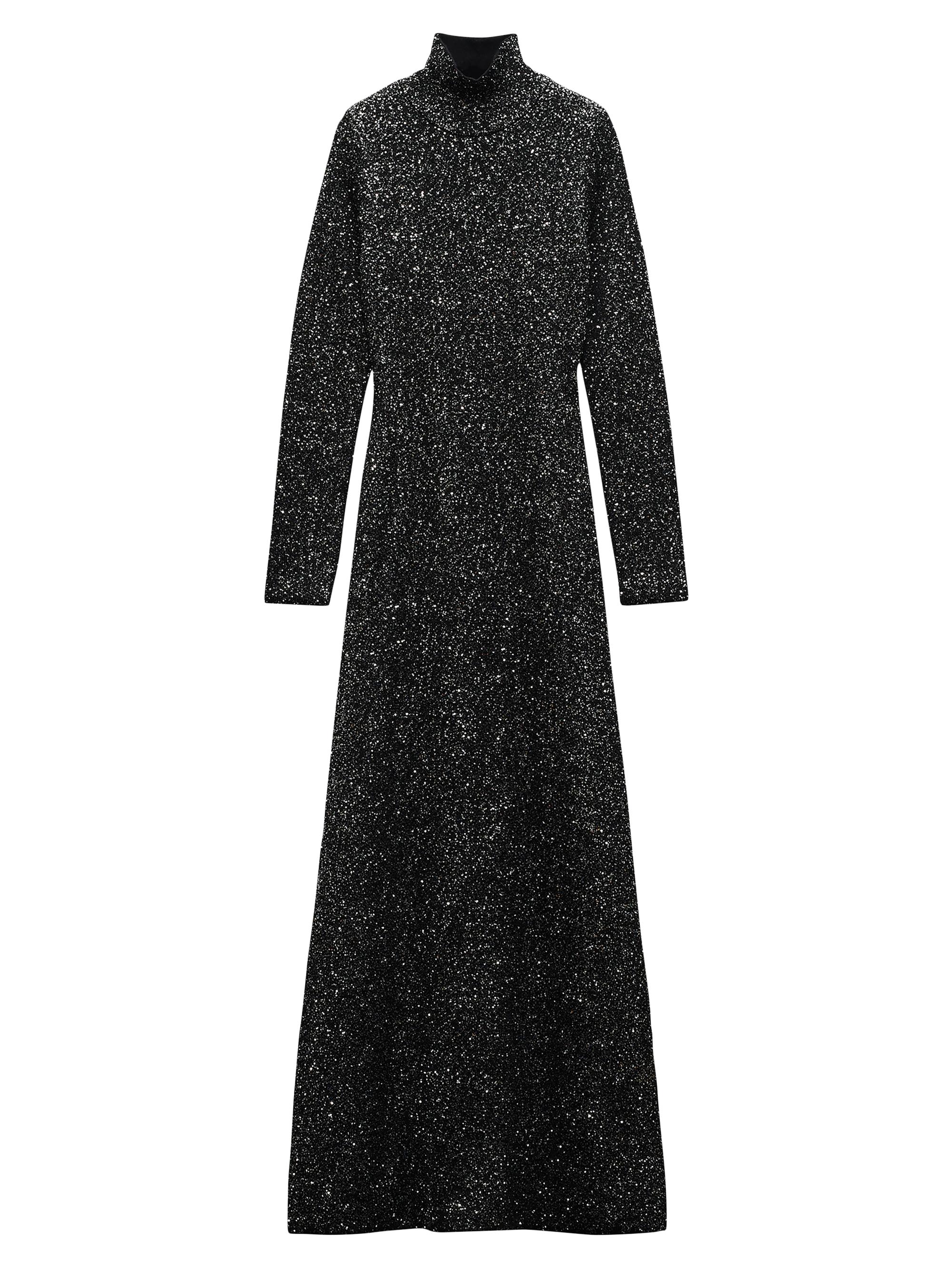 rag & bone Women's Danni Metallic Knit Turtleneck Gown - Black