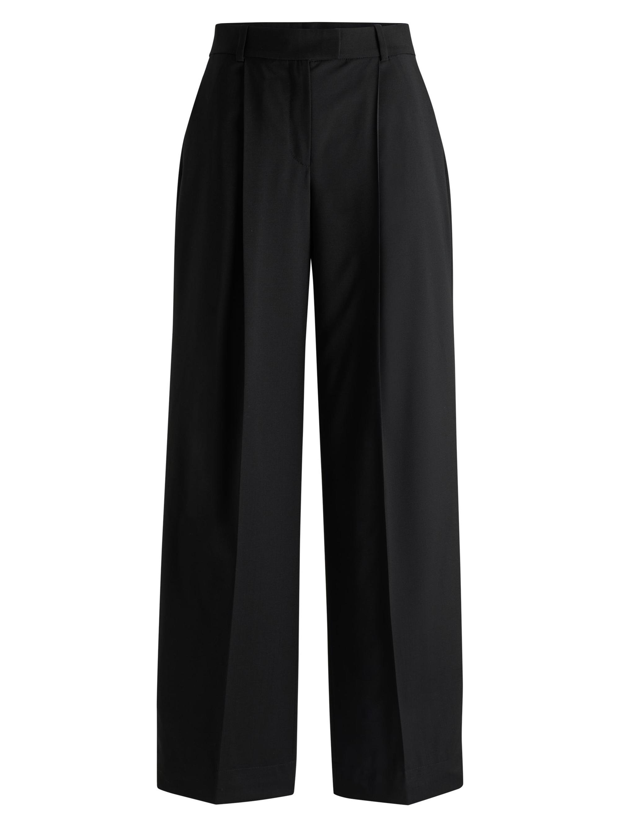 BOSS Women's Naomi x Boss Regular-Fit Trousers in Natural-Stretch Wool - Black