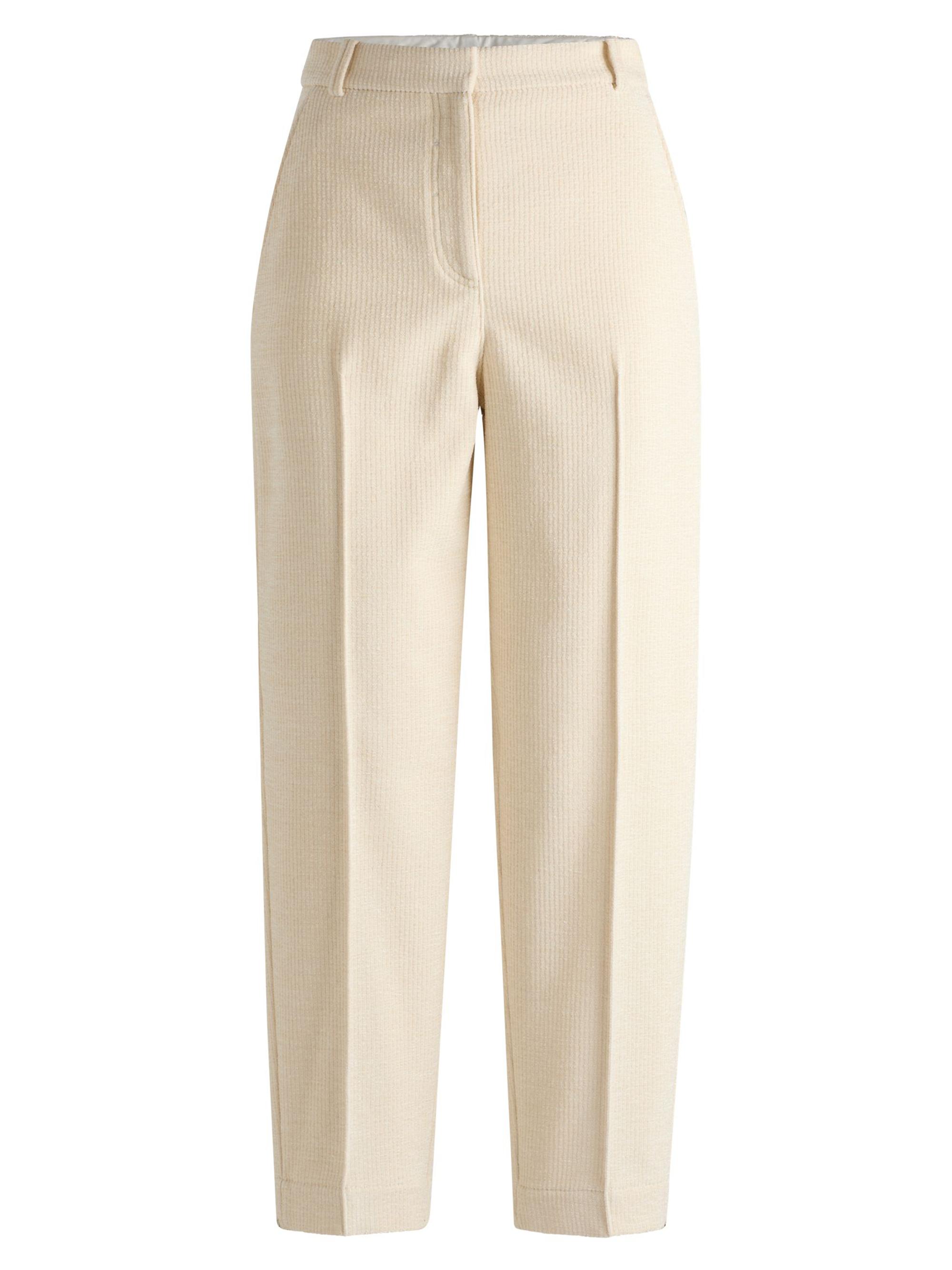 BOSS Women's Relaxed-Fit High-Waisted Trousers in Velvet Corduroy - Natural