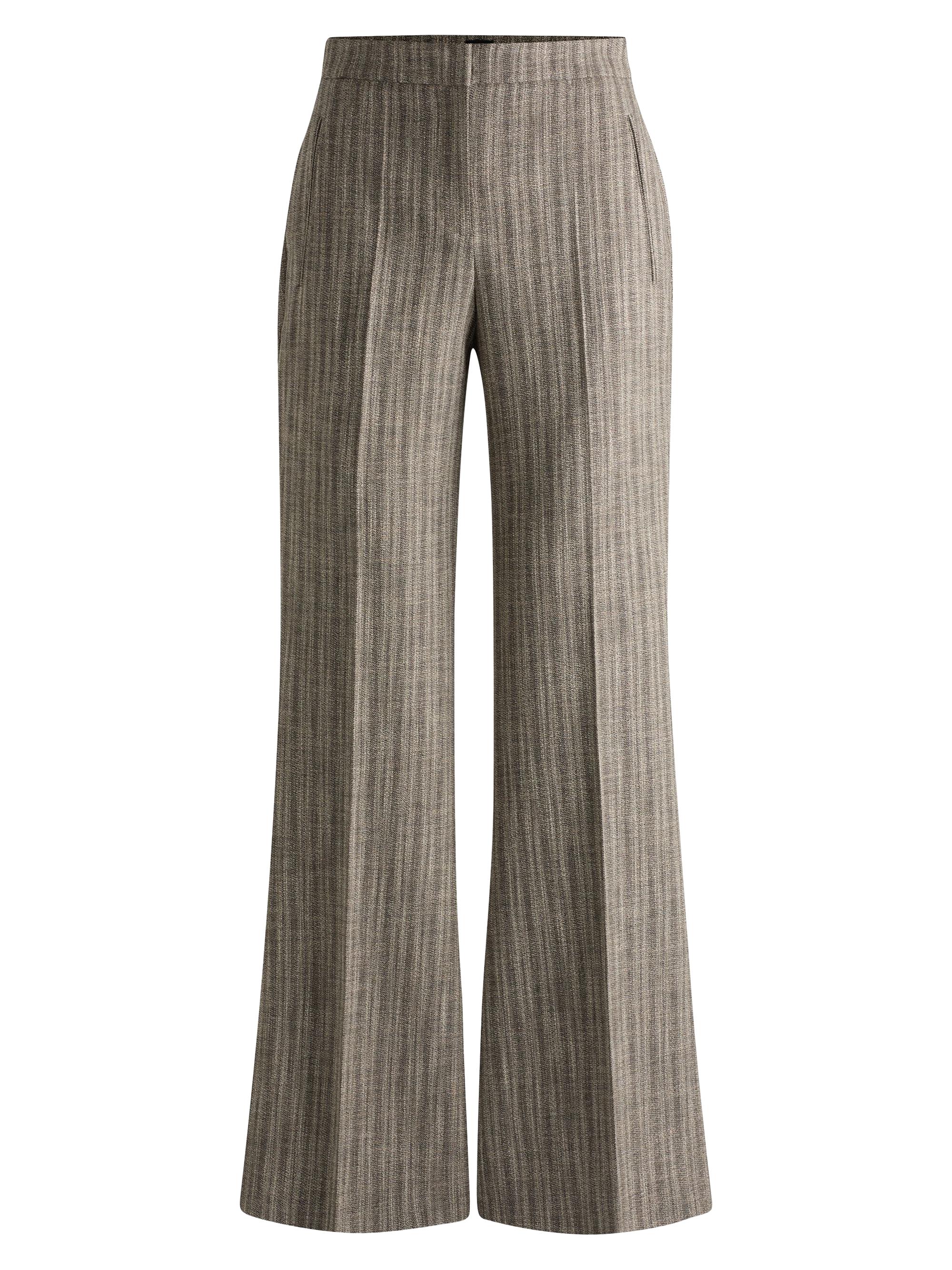 BOSS Women's Regular-Fit Trousers in Striped Stretch Cloth - Brown