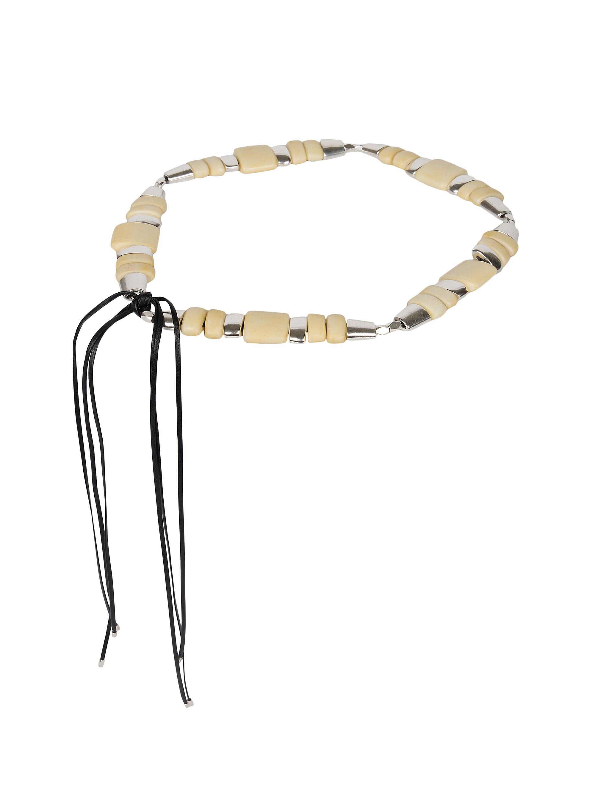 Isabel Marant Women's Rosly Bead & Leather Self-Tie Belt - Ecru Silver