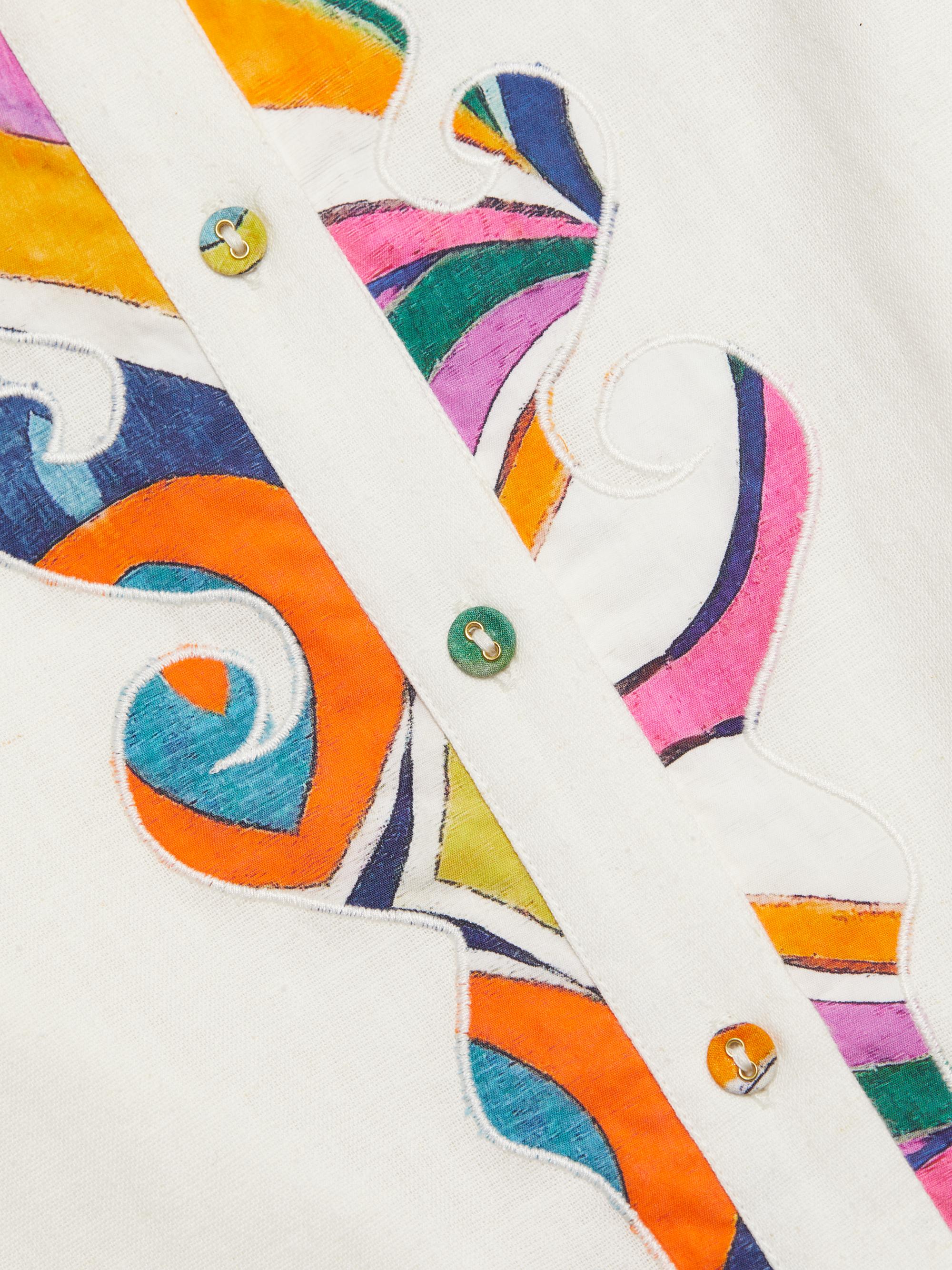 Pina Wave Cotton Button-Front Shirt