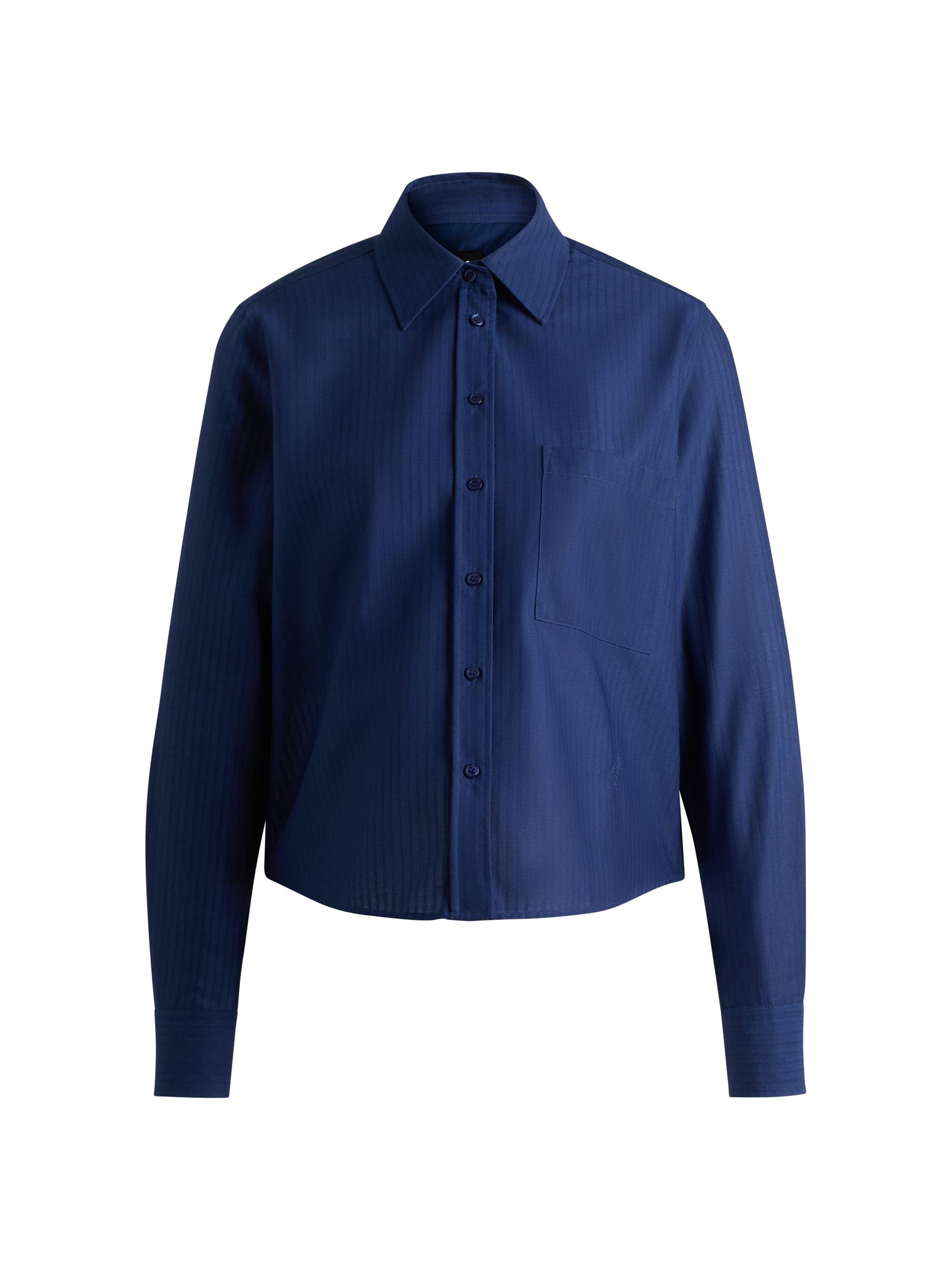 BOSS Women's Regular-Fit Blouse in Striped Cotton - White