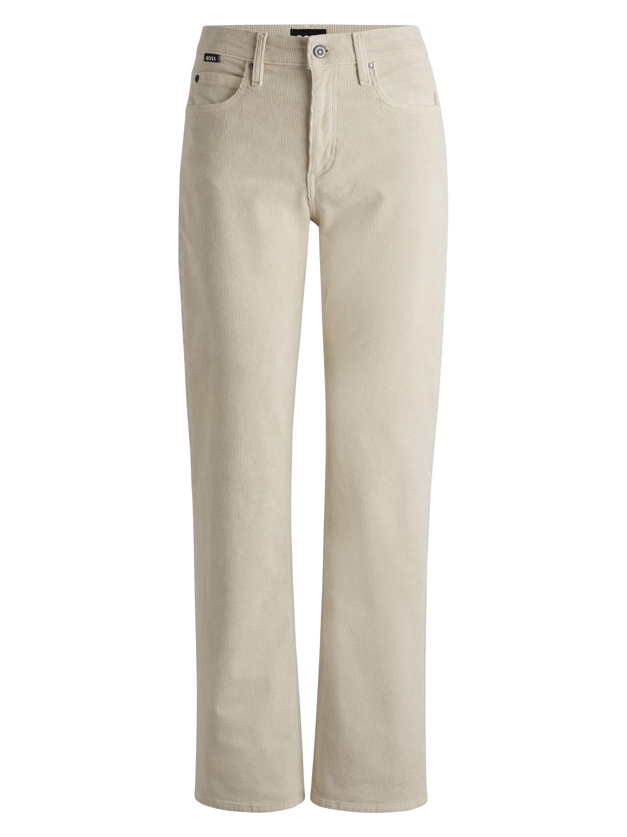 BOSS Women's Straight-Fit Jeans in Stretch-Cotton Corduroy Denim - Beige