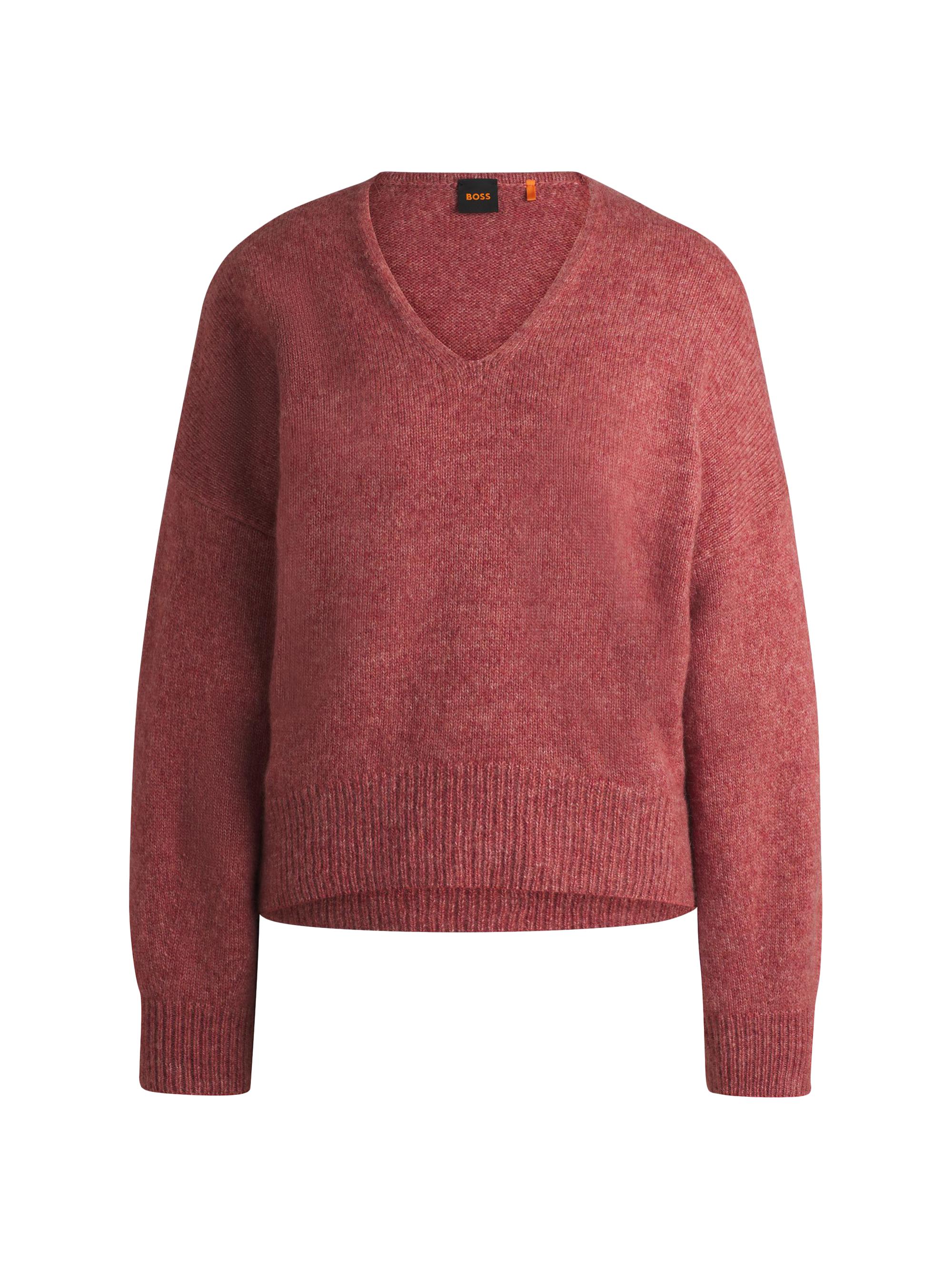 BOSS Women's Relaxed-Fit Sweater with V Neckline - Pink