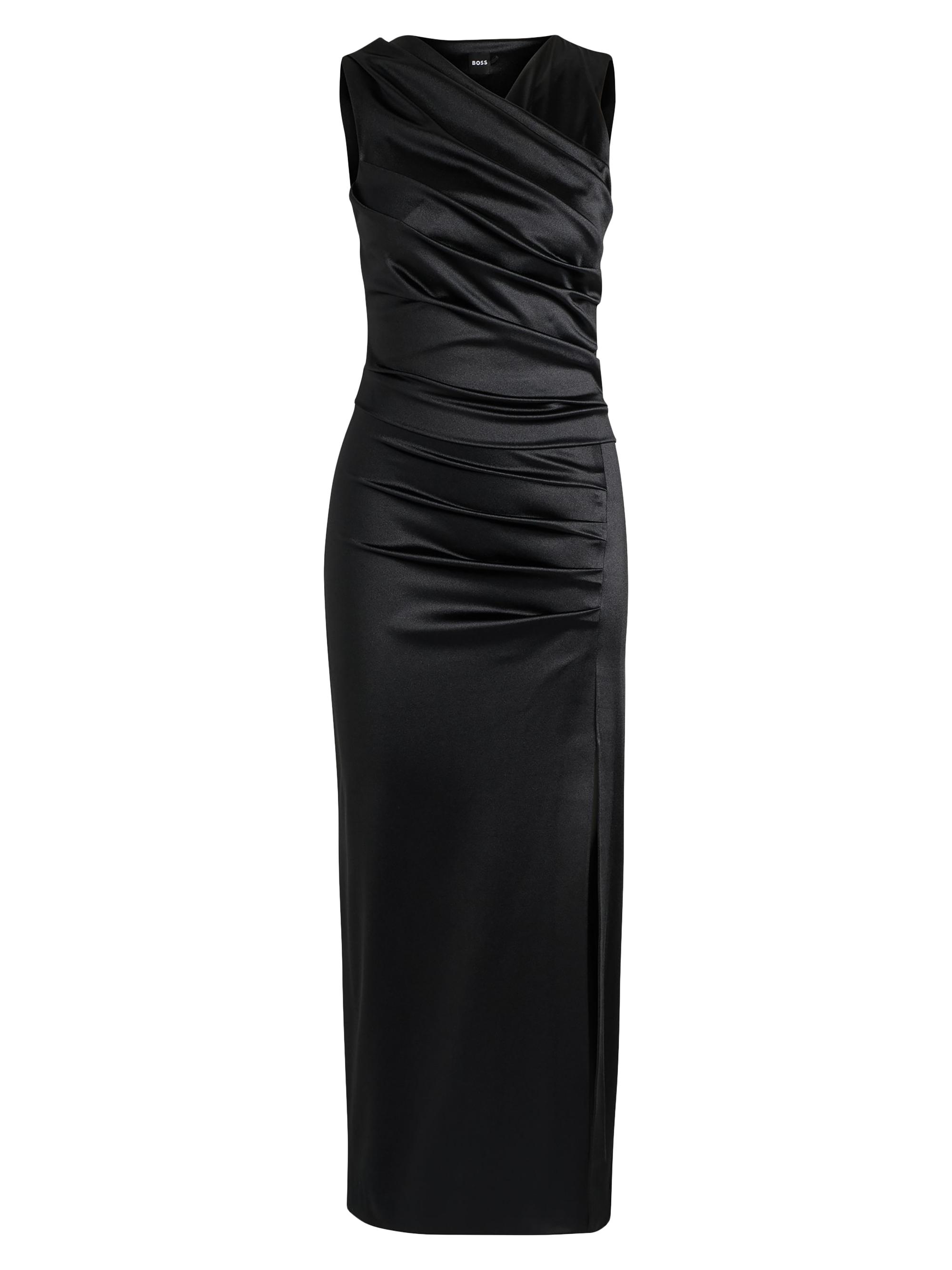 BOSS Women's Long-Length High-Shine Dress with Wrap Effect - Black