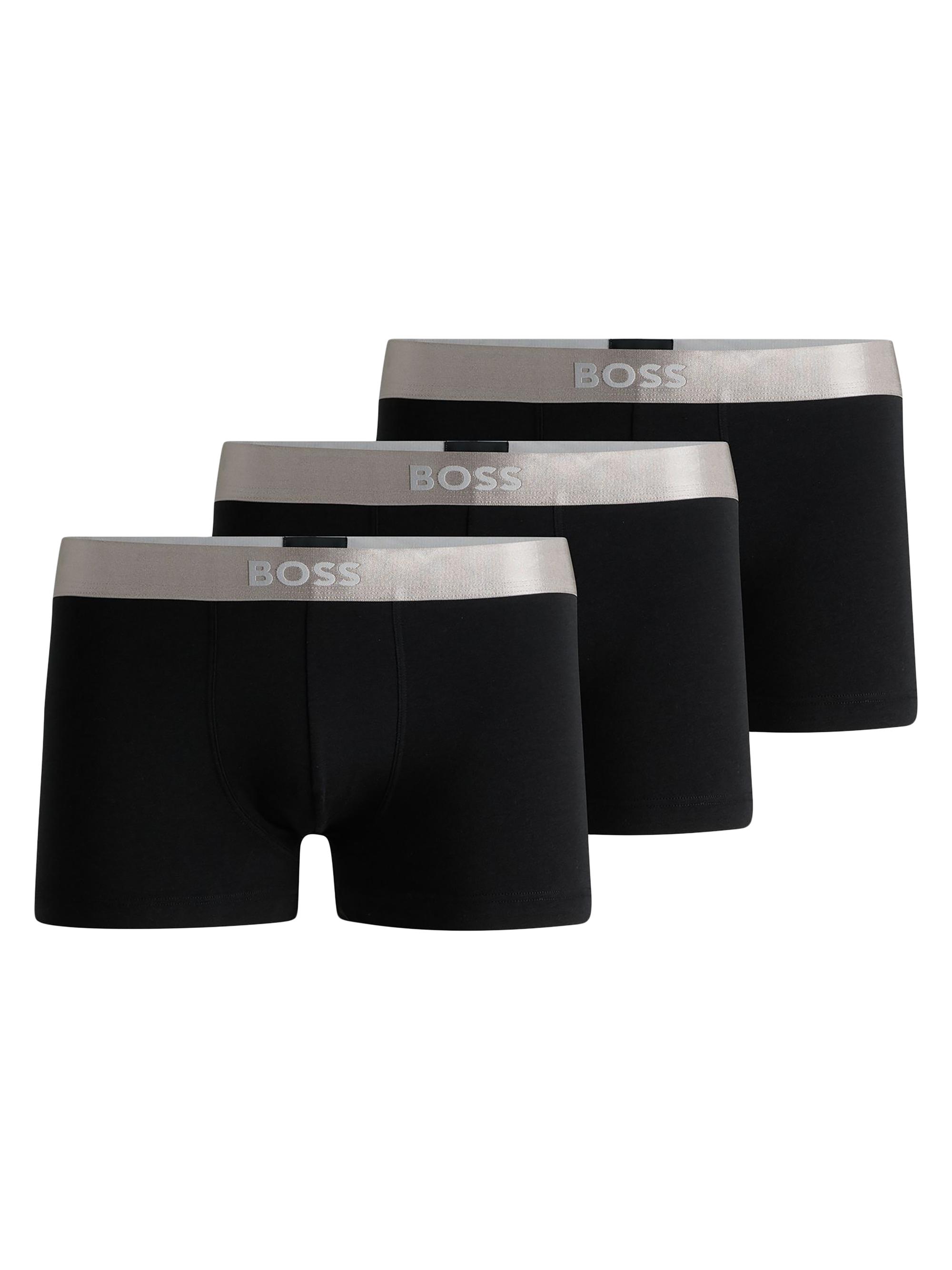 BOSS Men's Three-Pack of Trunks with Logo Waistbands - Black